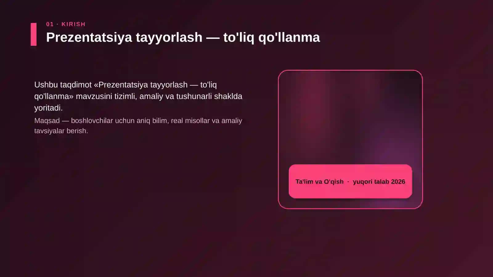 Prezentatsiya tayyorlash — to'liq qo'llanma 4