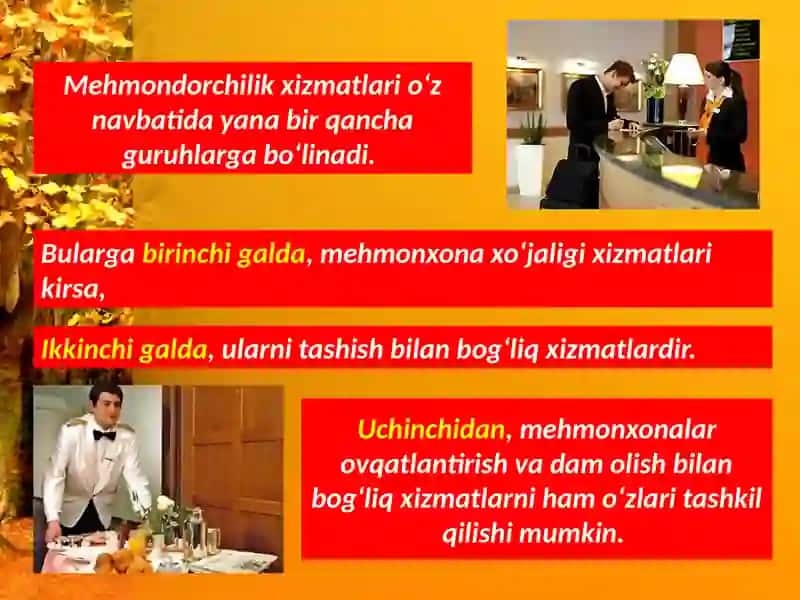 Turizm xizmatlari tarkibida mehmonxona xo‘jaligi xizmatlarining o‘rni va ularning samaradorligini oshirishsh 4