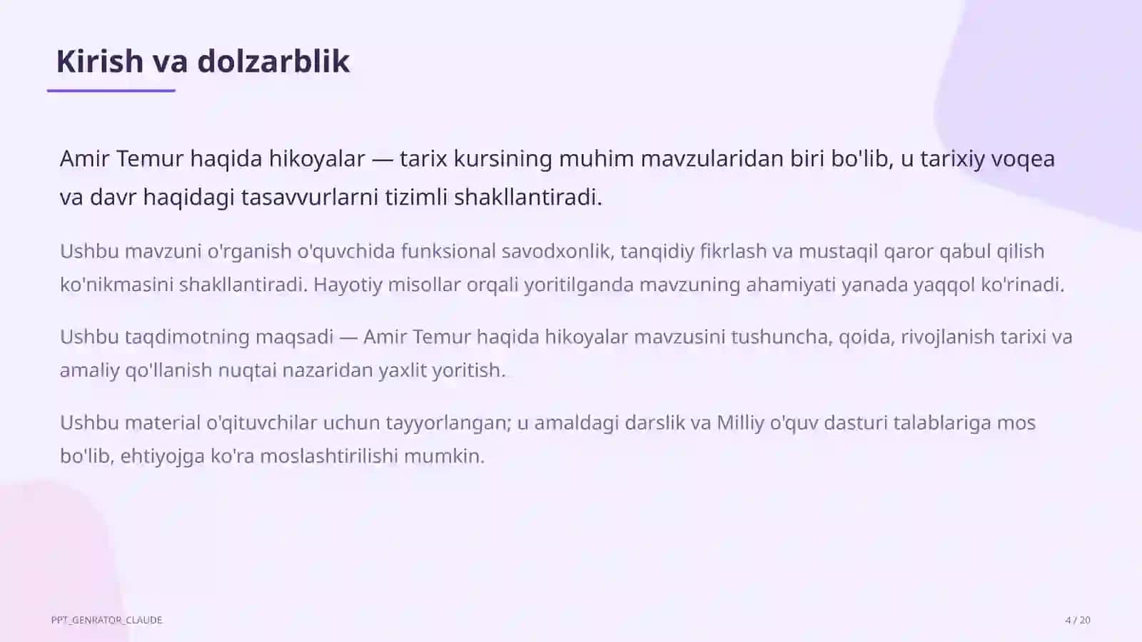 Amir Temur haqida hikoyalar (5-sinf) 4