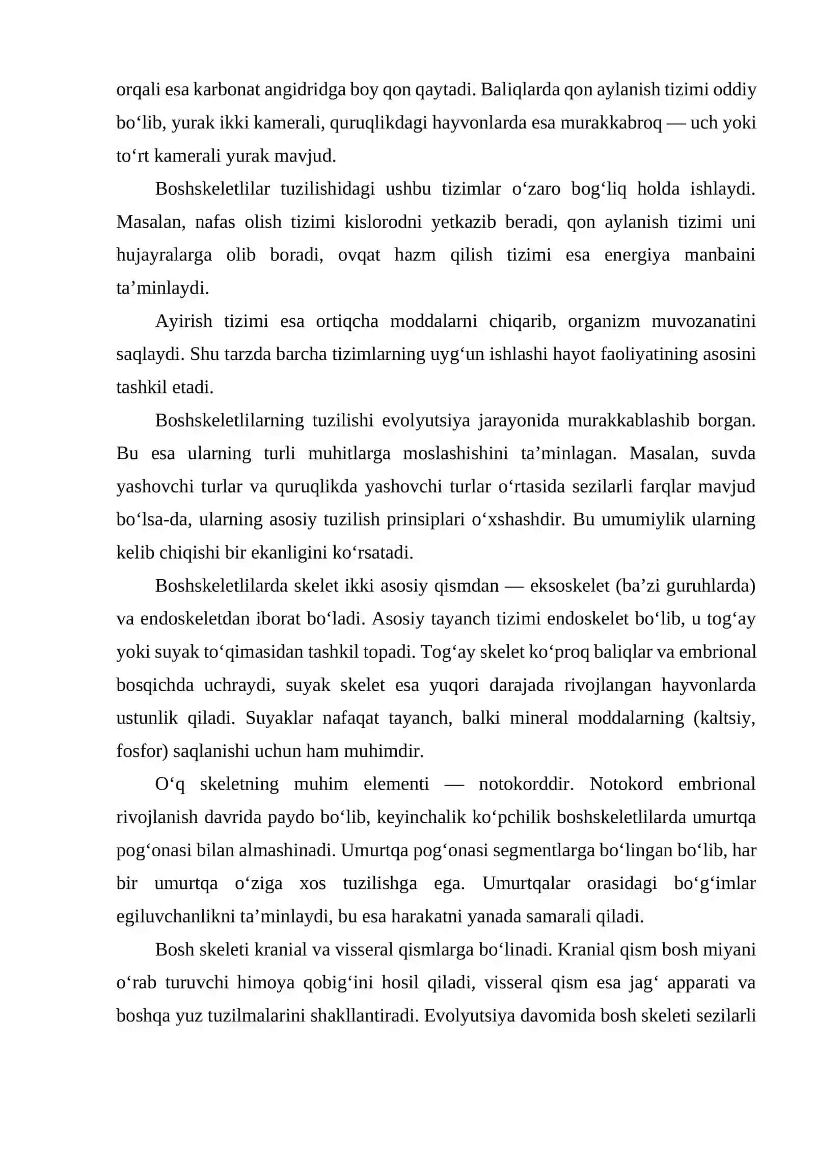 BOSHSKELETLILAR TUZILISHINING ASOSIY BELGILARI: O‘Q SKELETI, BOSH SKELETI, QO‘L-OYOQ SKELETLARI, OVQAT HAZM QILISH, NAFAS OLISH, AYIRISH VA QON AYLANISH 4