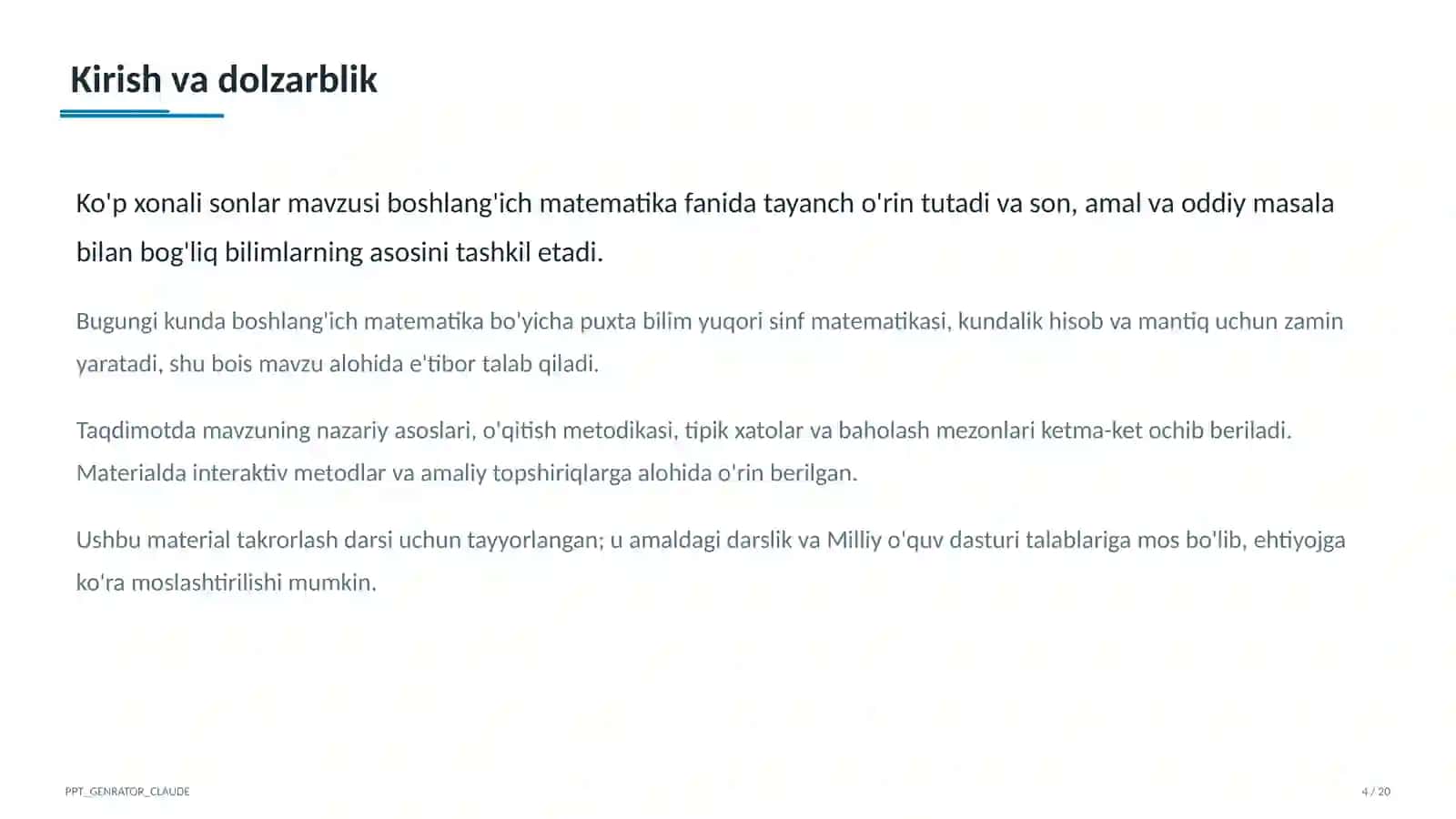 Ko'p xonali sonlar (4-sinf) 4