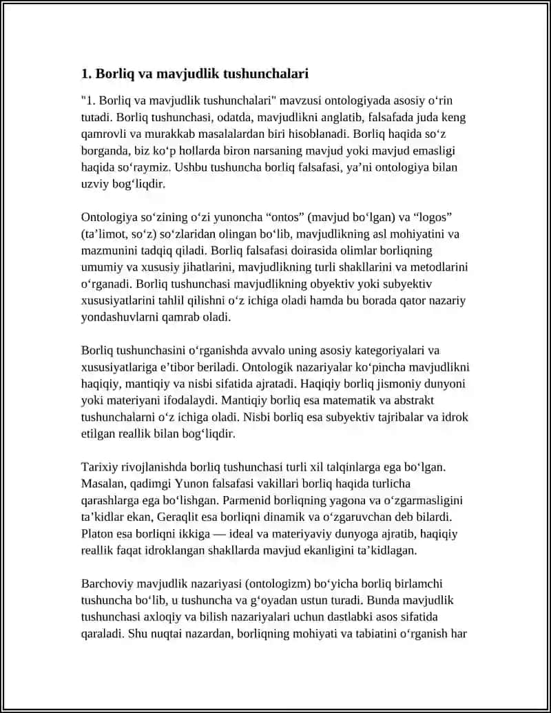 BORGLIQ FALSAFASI ONTOLOGIYA 4