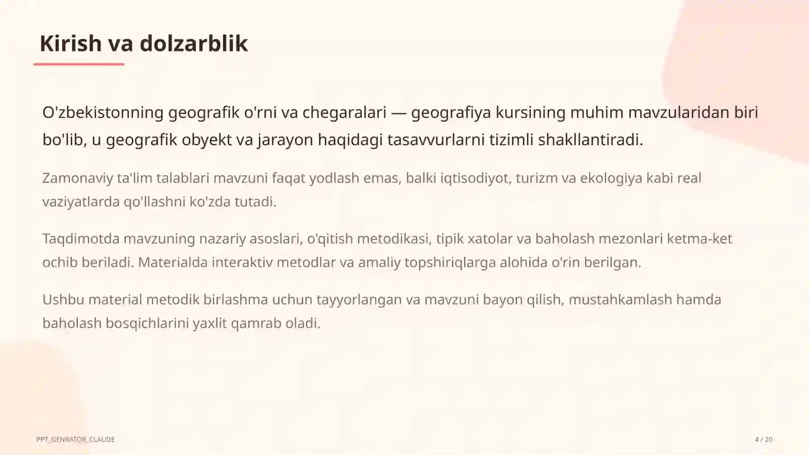 O'zbekistonning geografik o'rni va chegaralari (8-sinf) 4