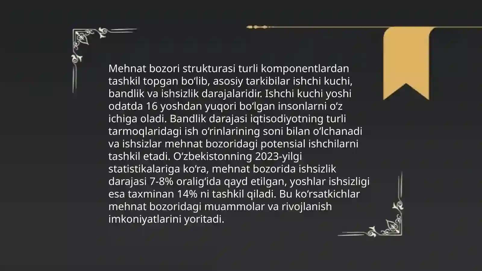 Ishchi kuchi uning bandligi va ishsizlik 4