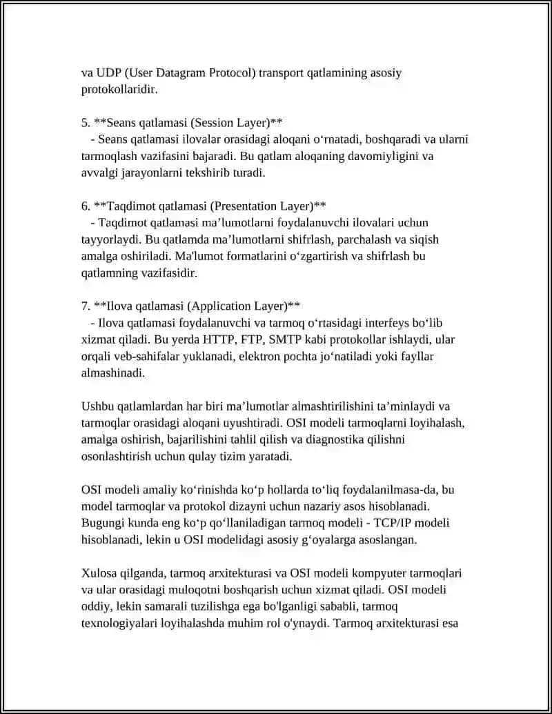 Tarmoq Arxitekturasi va OSI Modeli 4