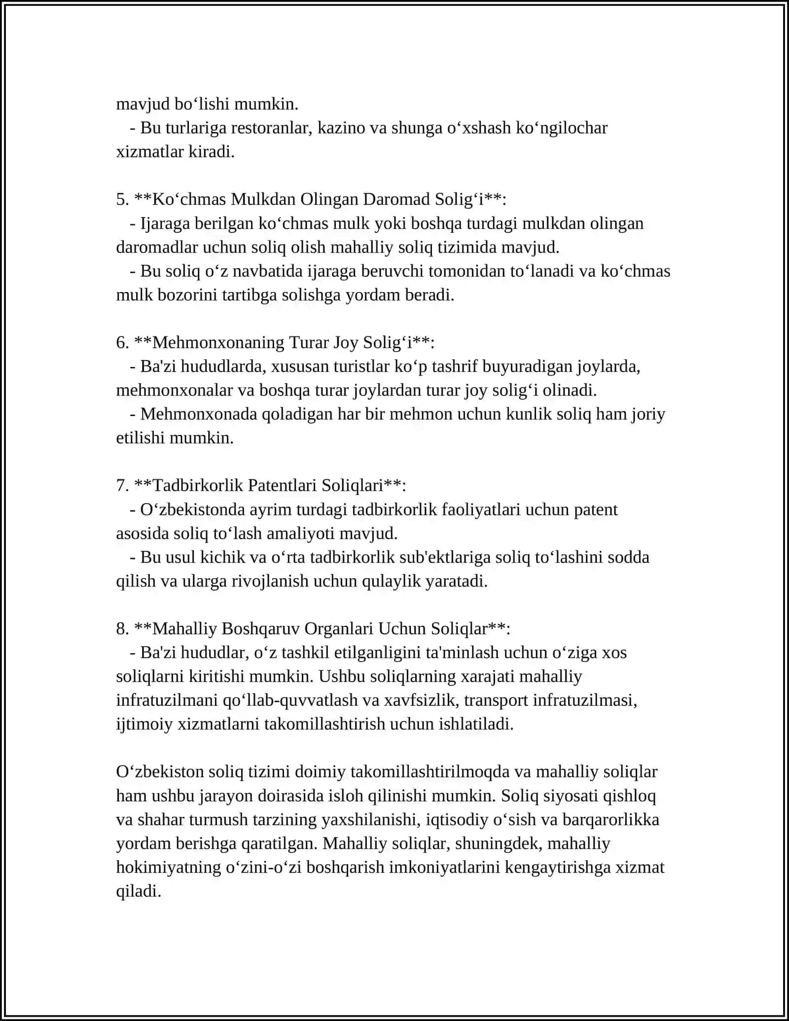 MAHALLIY SOLIQLAR VA YIGʻINLAR.SOLIQ XIZMATI IDORALAR TIZIMI 4