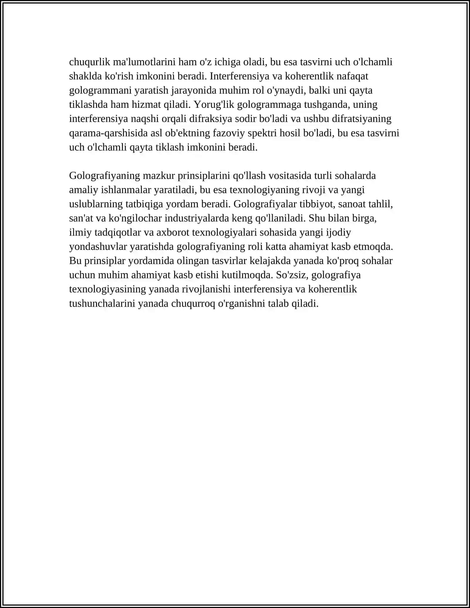 GOLOGRAFIYA PRINSIPI VA UNING QO‘LLANILISHI 4