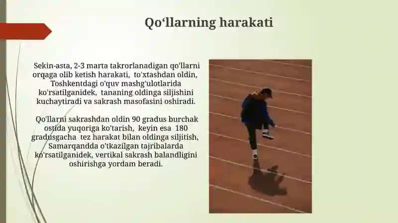 Yengil atletika: Turgan joydan uzunlikka sakrash texnikasini oʻrgatish 4