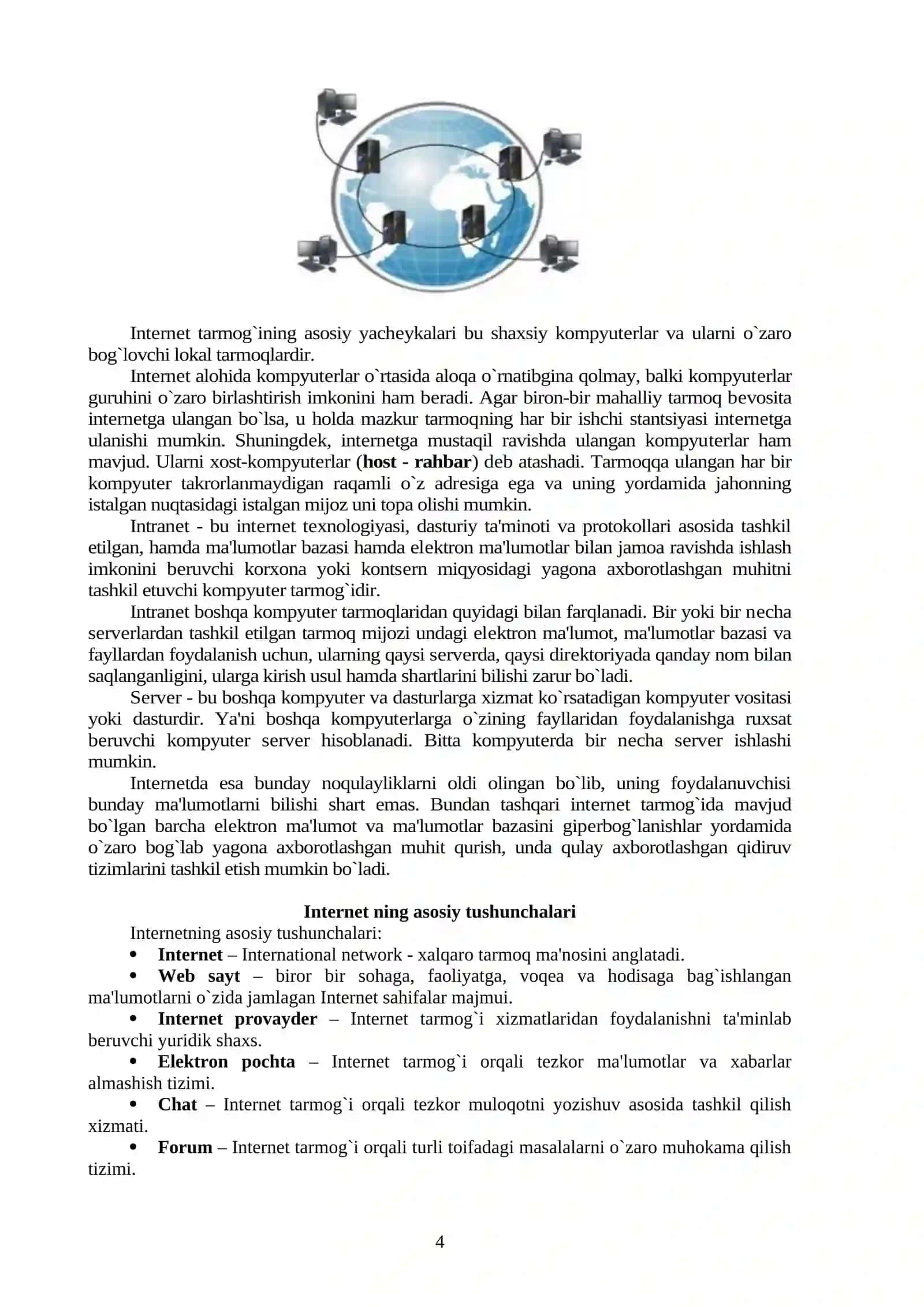 KOMPYUTЕR TARMOQLARI. TARMOQ TEXNOLOGIYALARINING ASOSLARI 4
