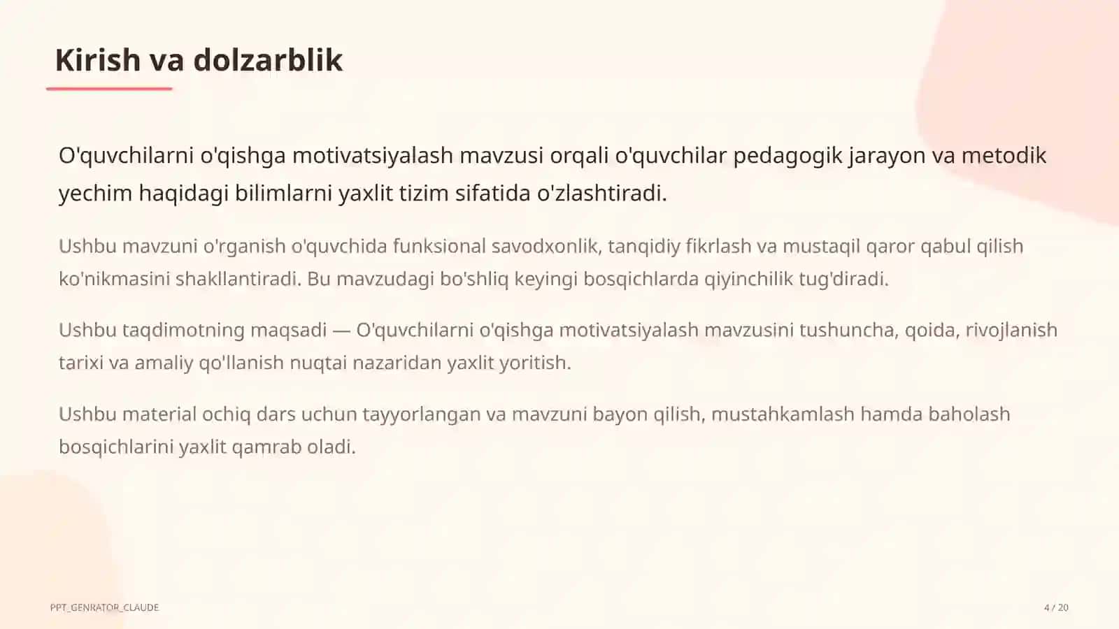 O'qituvchilar uchun: pedagogika va o'qitish metodikasi 4