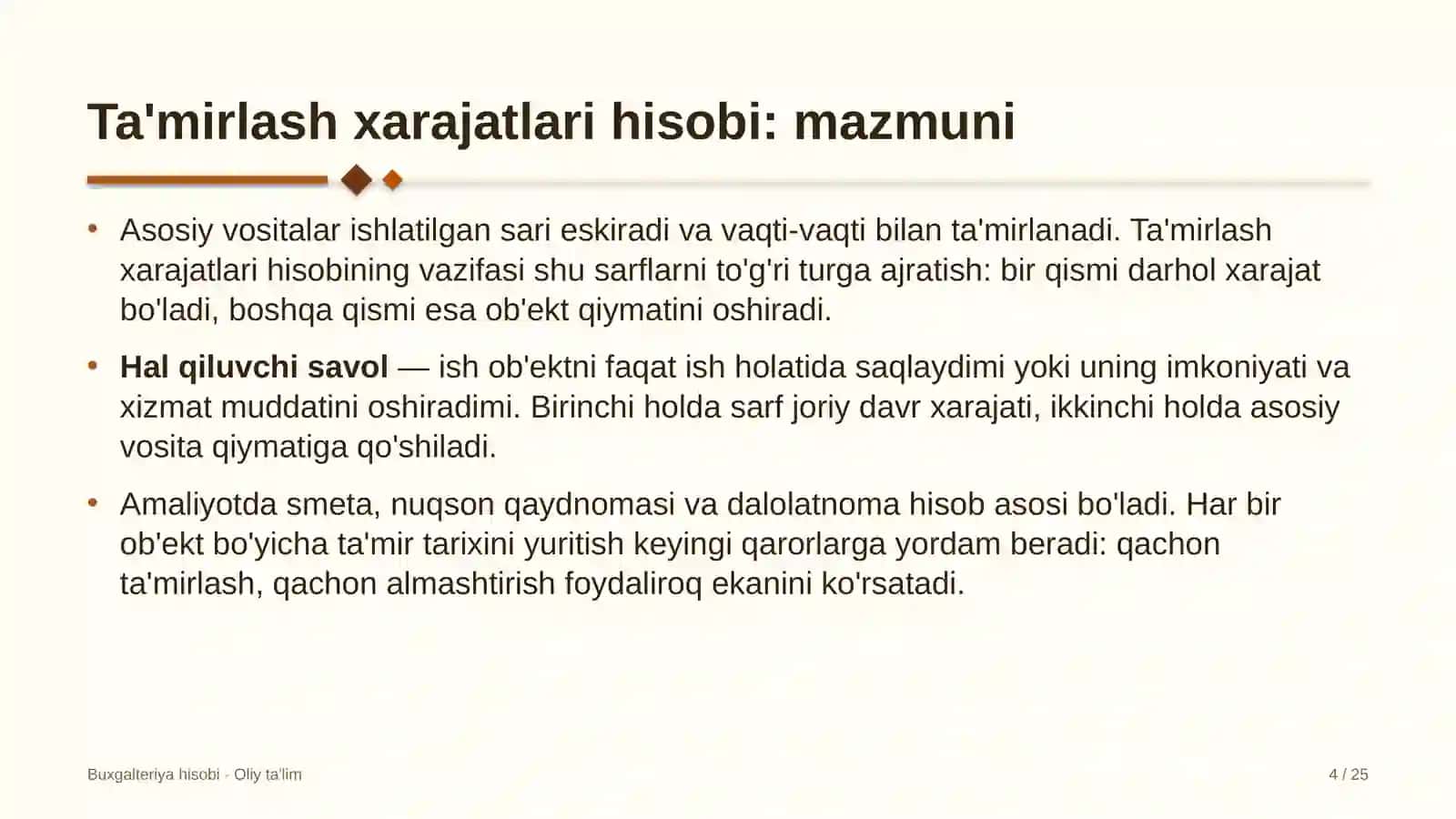 Kon-metallurgiya kombinatlarida ta'mirlash xarajatlari hisobi 4