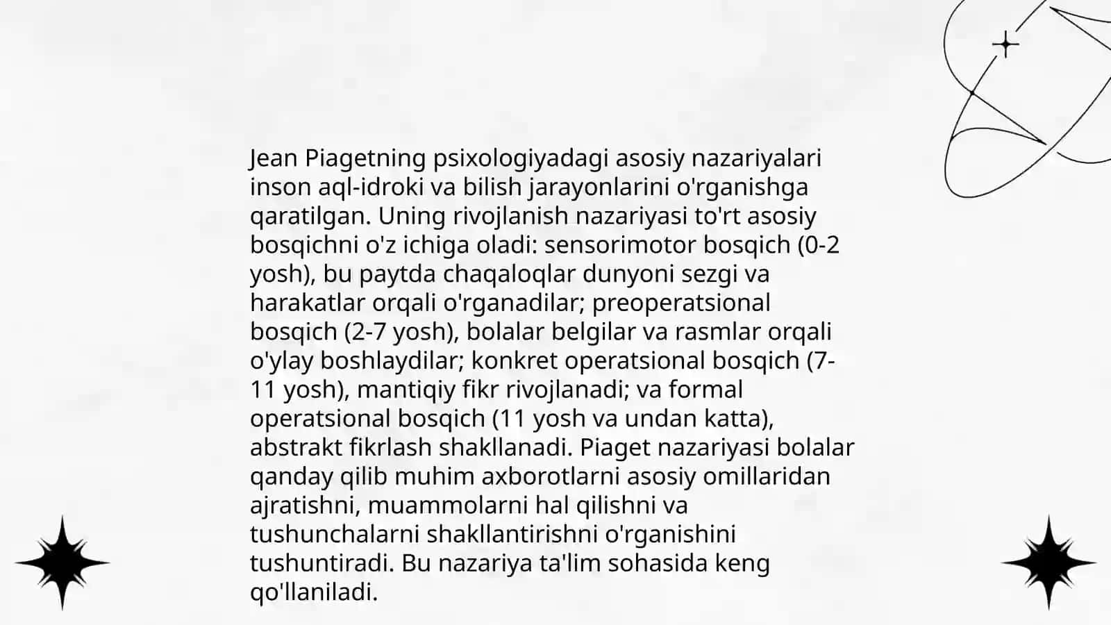 Jan Piaje va uning psixologiyaga qo’shgan hissasi 4