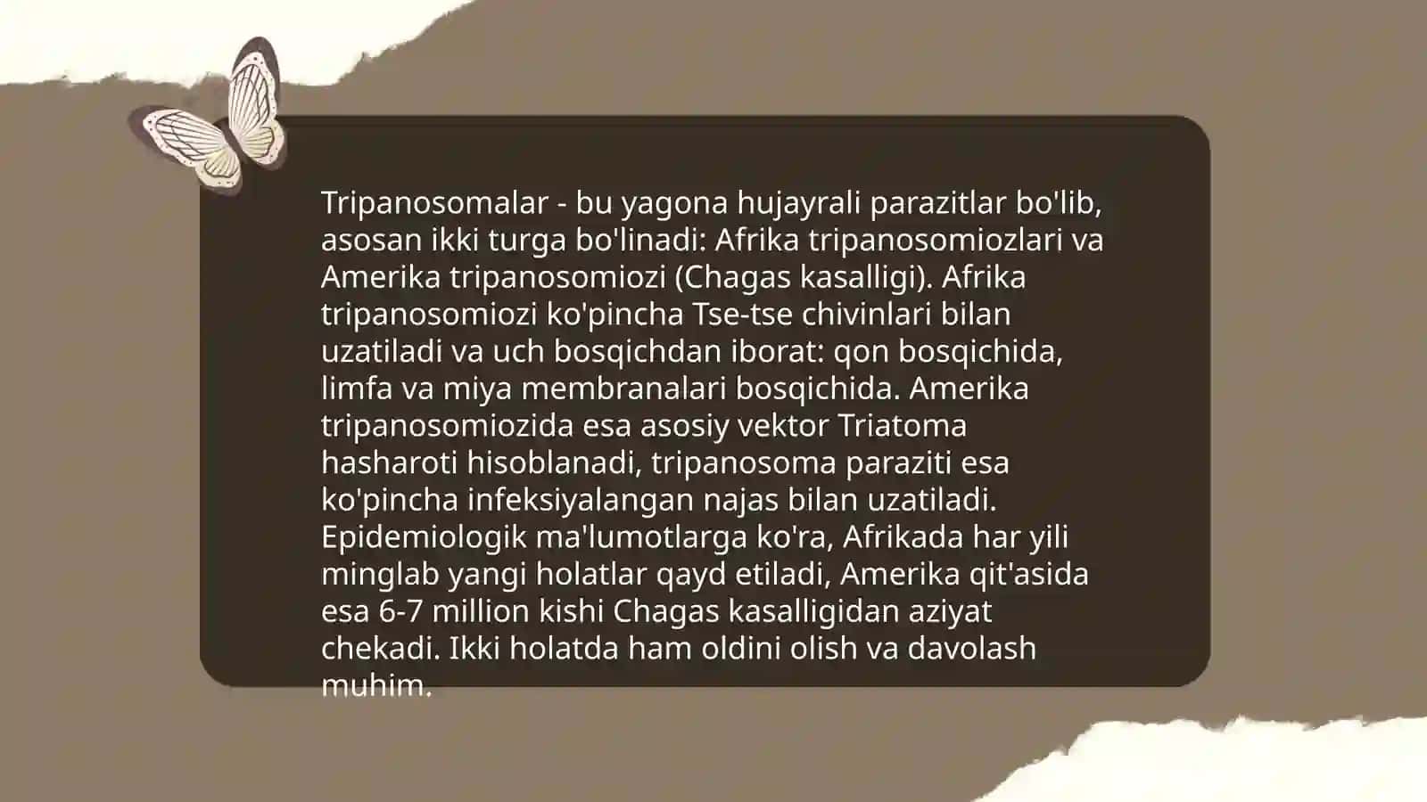 Tibbiy protozoologiya.Xivchinlilar-odam parazitlari:tripanosomalar,leyshmaniyalar, trixomonadalar,lyambliyalar 4