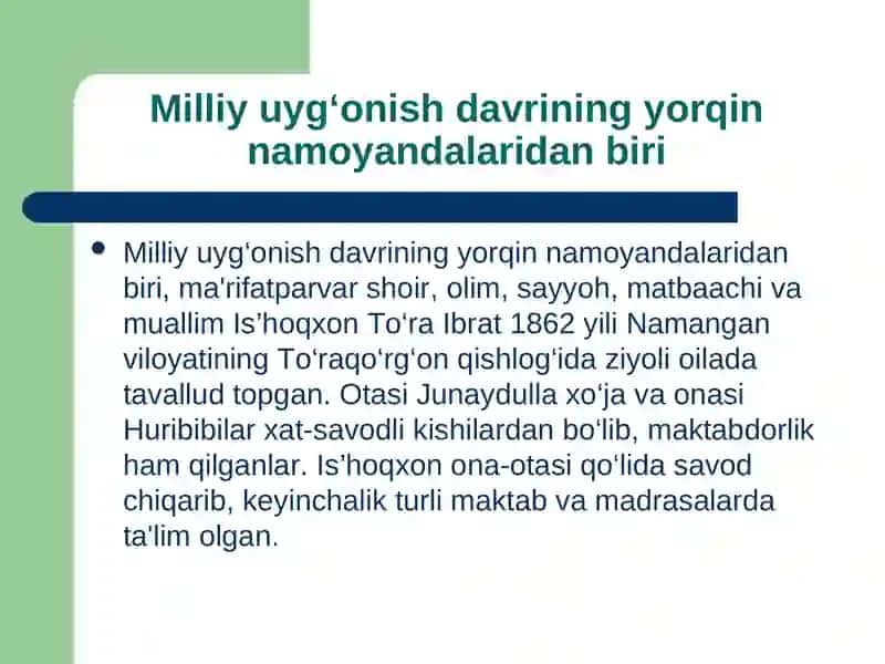 Is'hoqxon Ibrat taqdimot 4