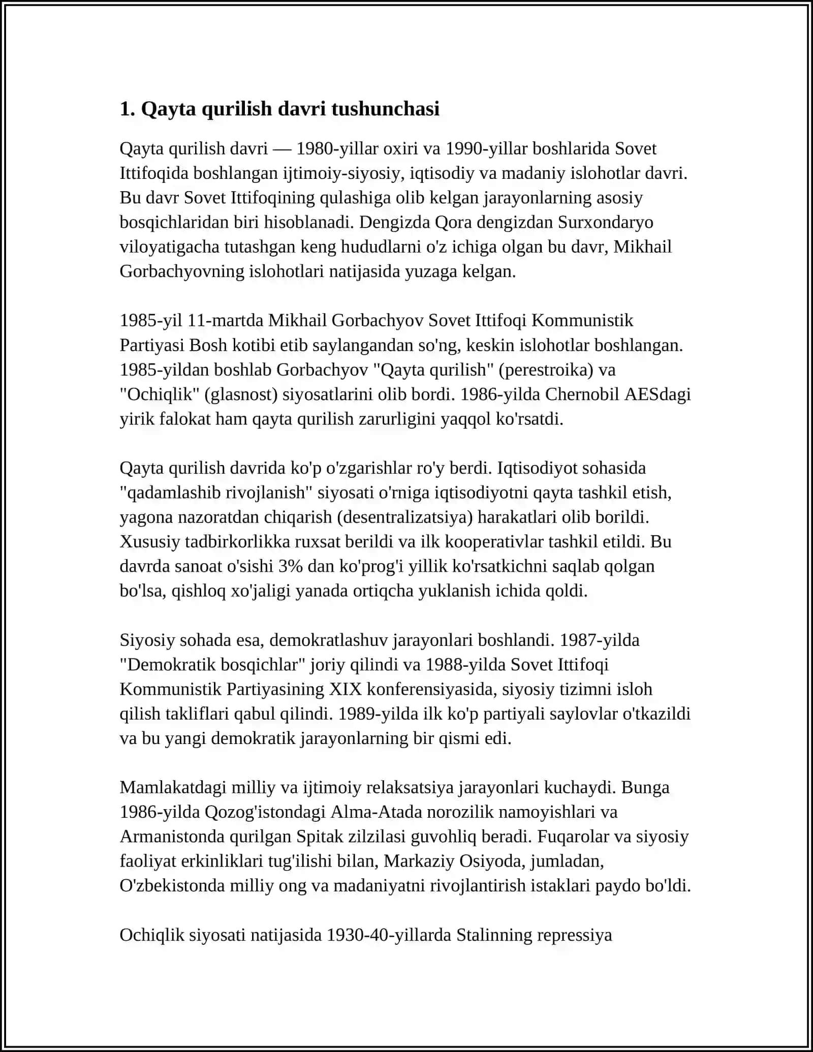 QAYTA QURILISH YILLARIDA O'ZBEKISTONDA IJTIMOIY SIYOSIY VAZIYAT 4