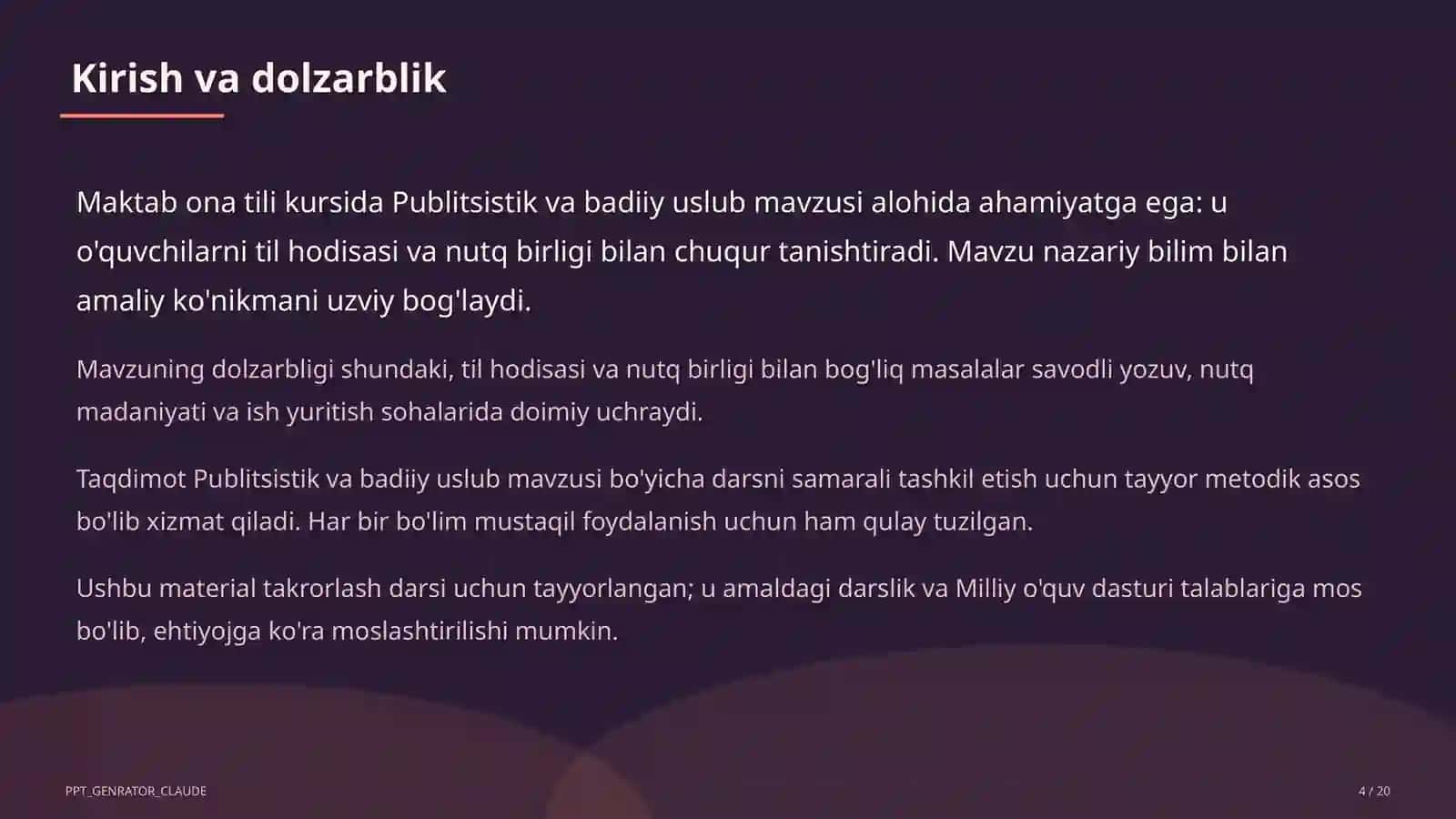 Publitsistik va badiiy uslub (10-sinf) 4