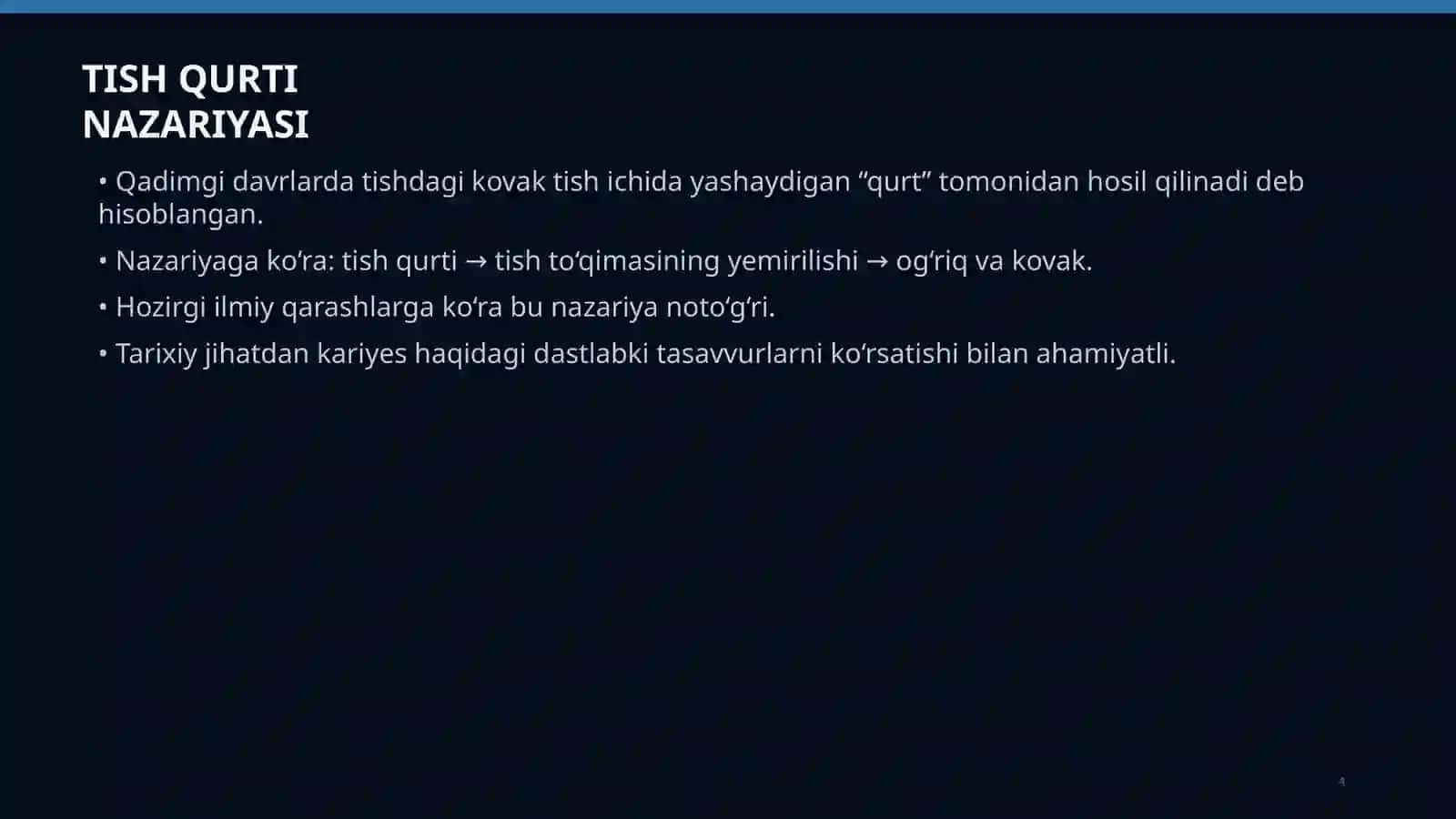 KARIYES KELIB CHIQISH NAZARIYALARIVA KARIYES EPIDEMIOLOGIYASI 4