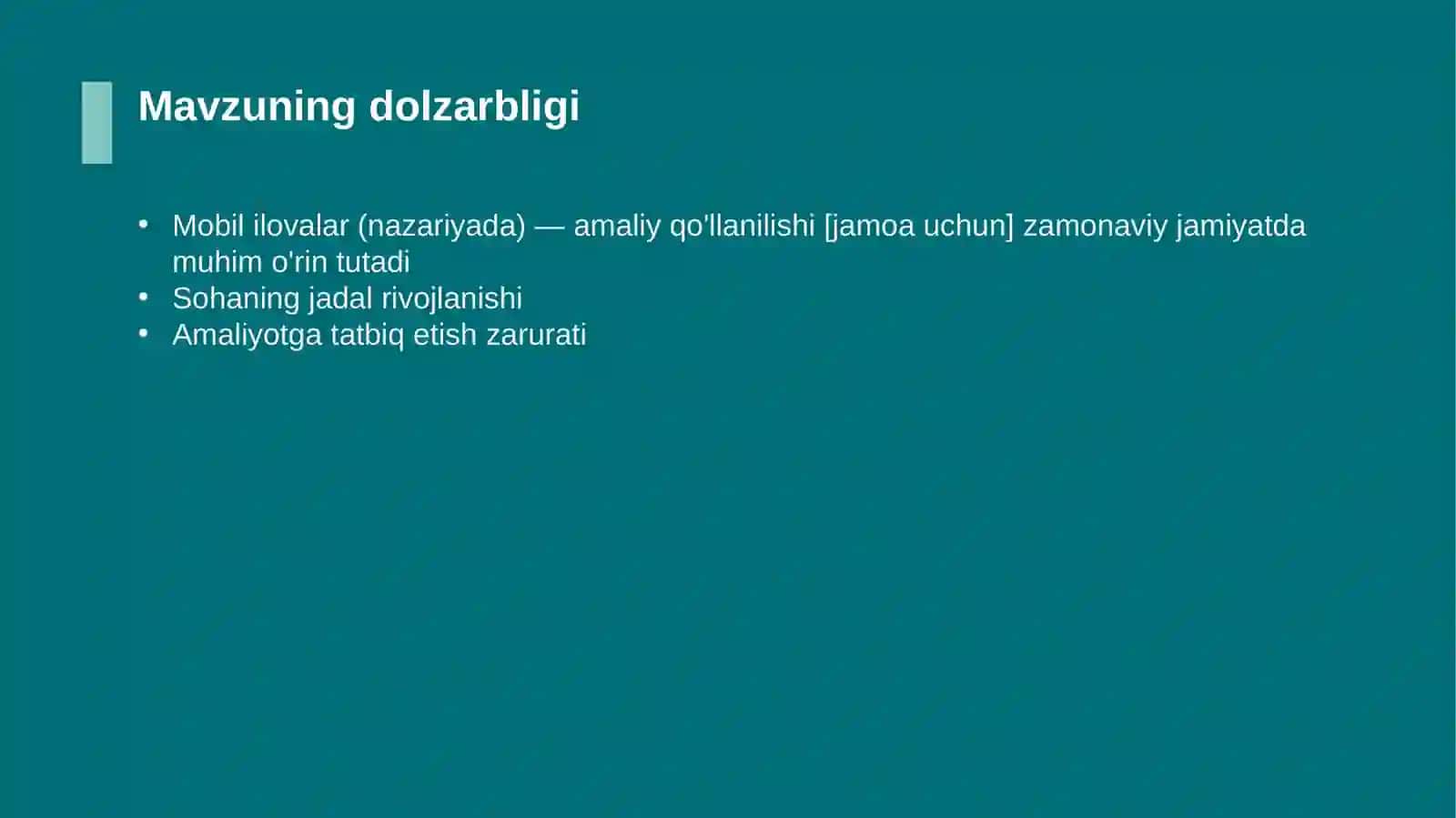 Mobil ilovalar (nazariyada) — amaliy qo'llanilishi [jamoa uchun] 4