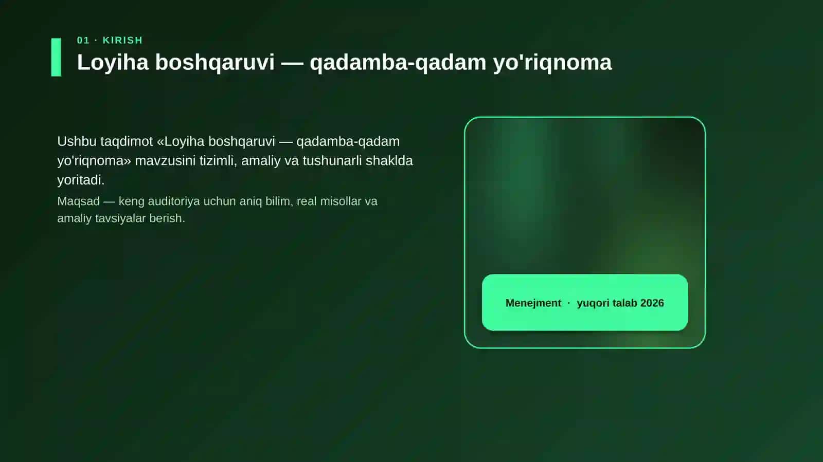 Loyiha boshqaruvi — qadamba-qadam yo'riqnoma 4