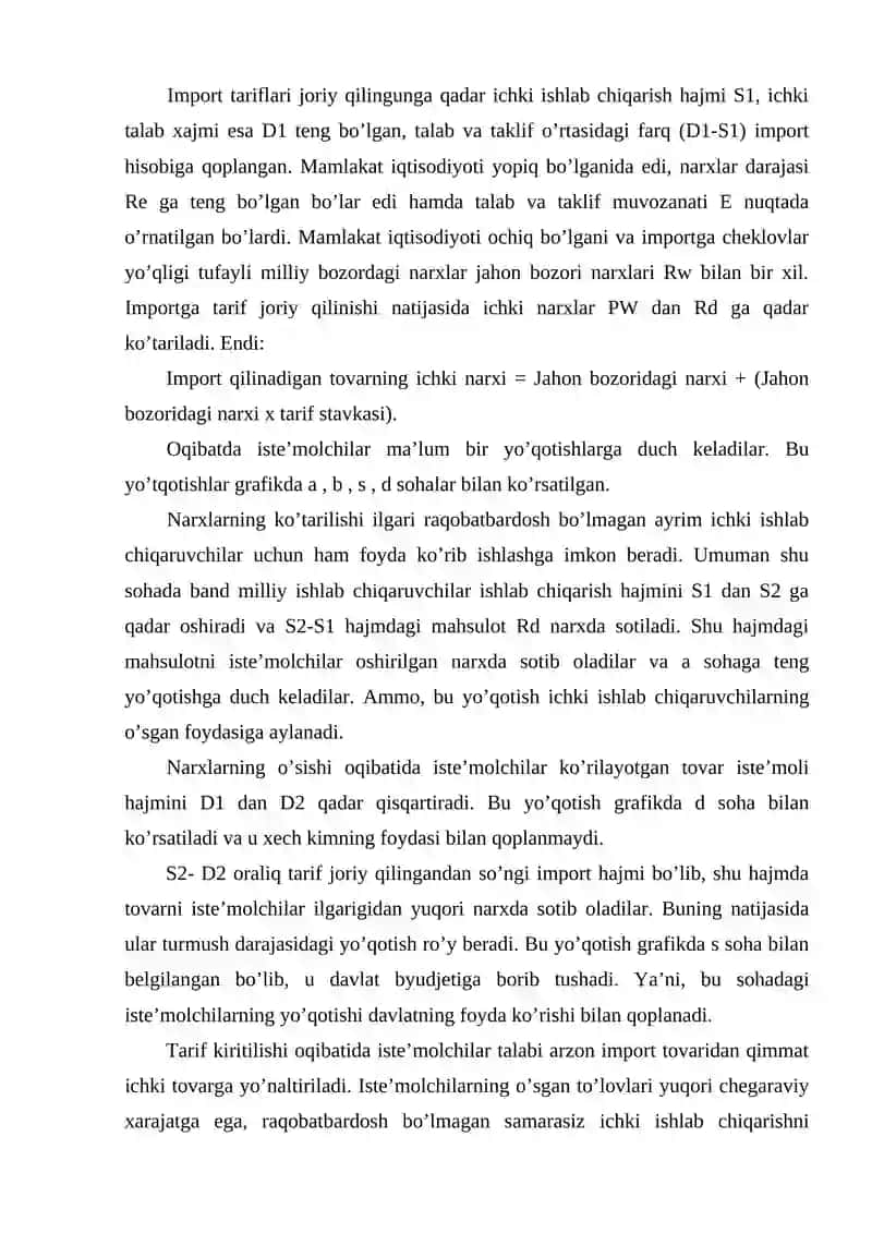 DAVLATNING SAVDO SIYOSATI: TARIFLI VA NOTARIFLI USULLARNING AMALIYOTDA QO'LLANILISHI 4