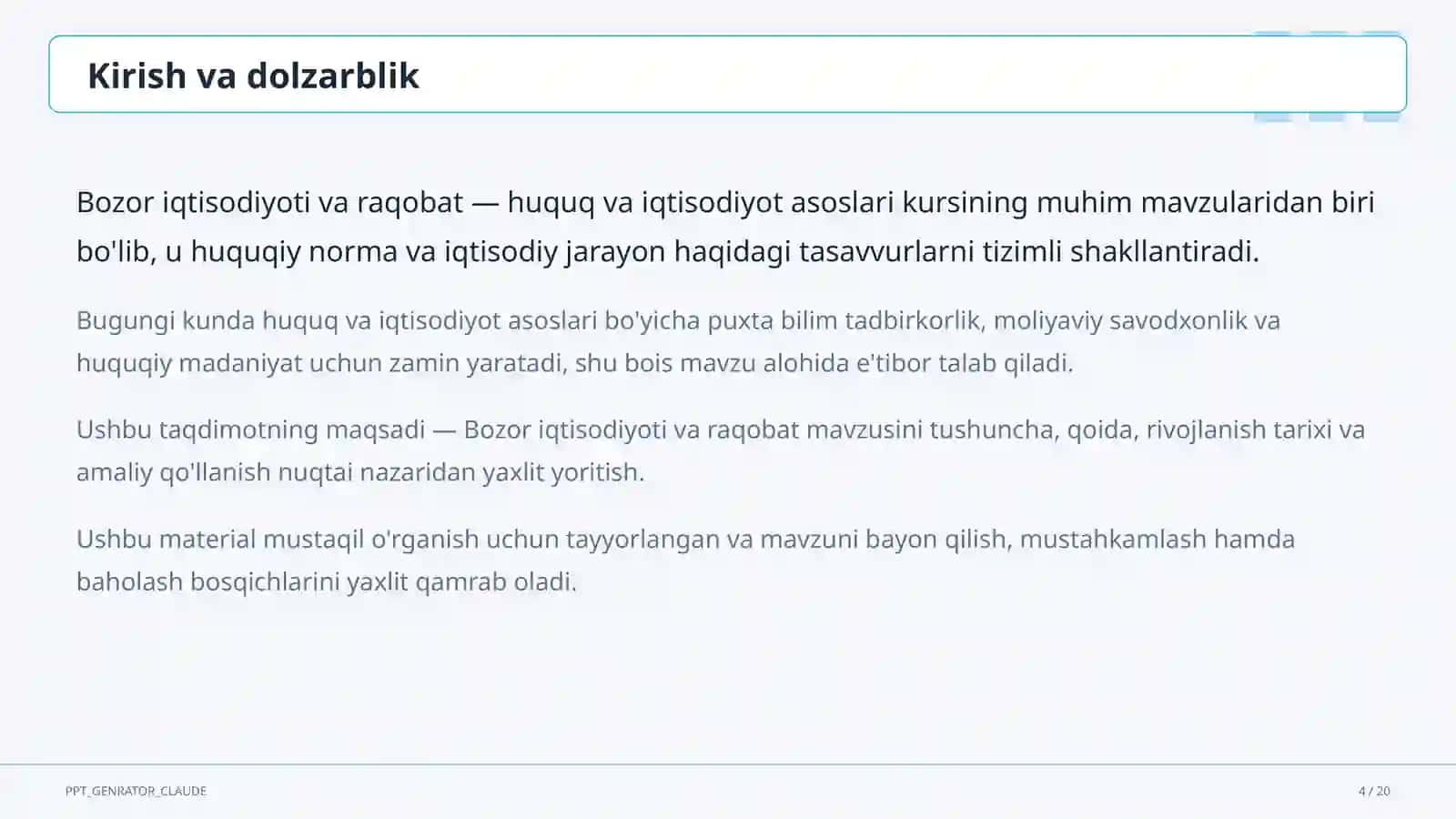 Bozor iqtisodiyoti va raqobat (10-sinf) 4