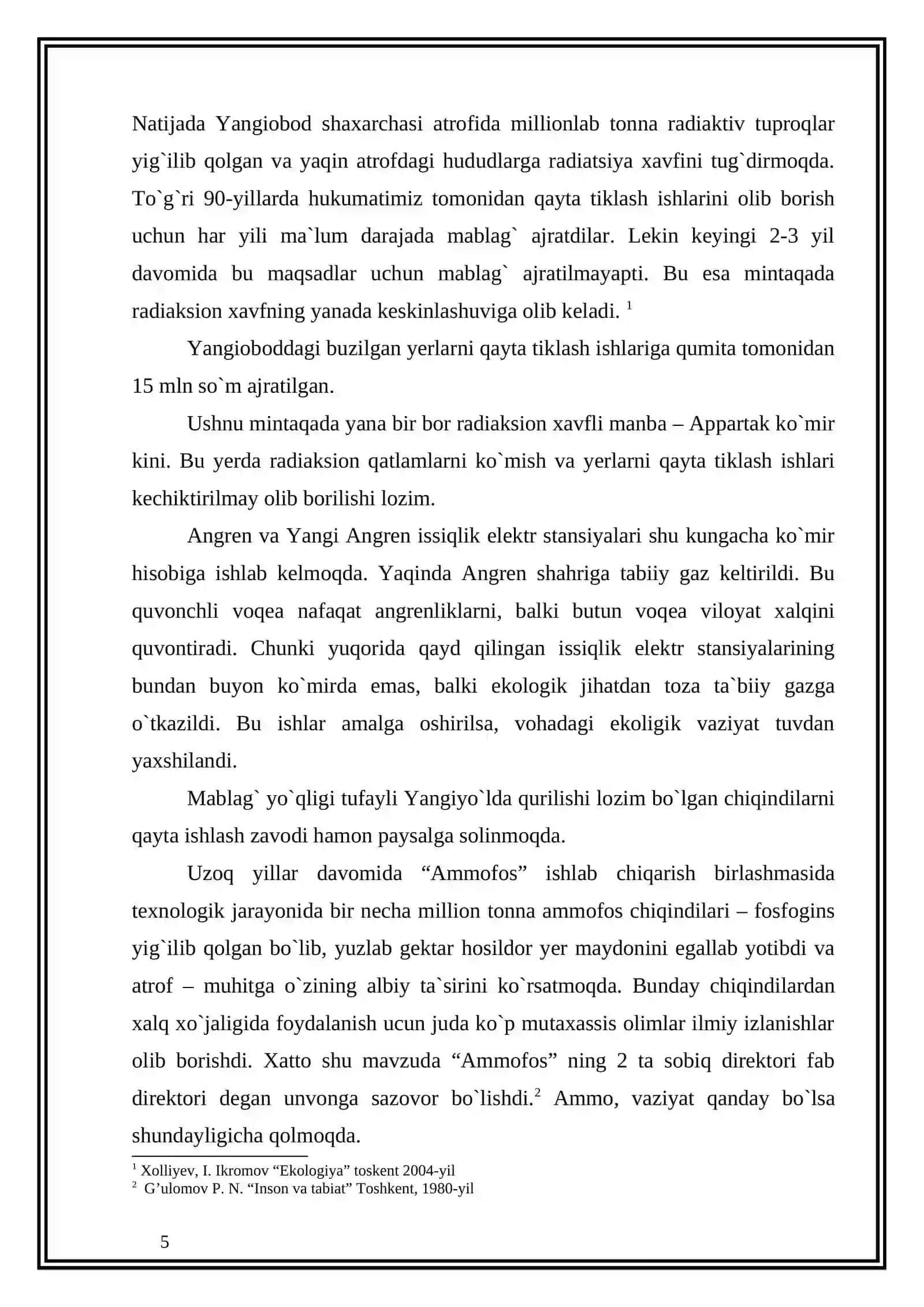 O`zbekistonda ekologik muammolar va ularning hal etilishi 4