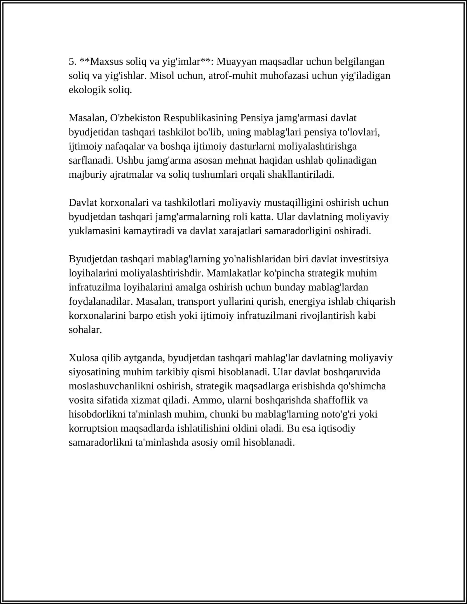 BYUDJETDAN TASHQARI MABLAĞLAR BÓYICHA DAROMADLAR VA XARAJATLAR SMETASINI TUZISH VA ULAR IJROSI XISOBI 4