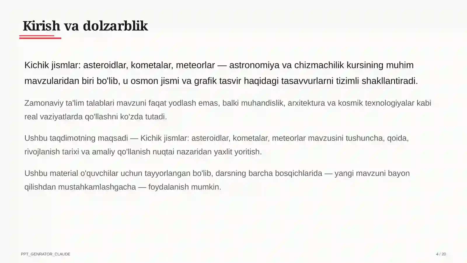 Kichik jismlar: asteroidlar, kometalar, meteorlar (11-sinf) 4