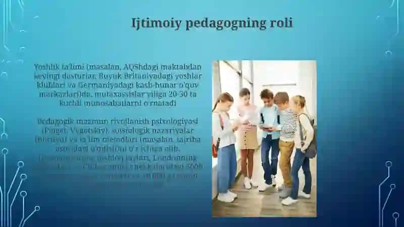 Yoshlar tarbiyasiga ijtimoiy pedagog mazmuni,tuzulmasi va funksiyalari 4