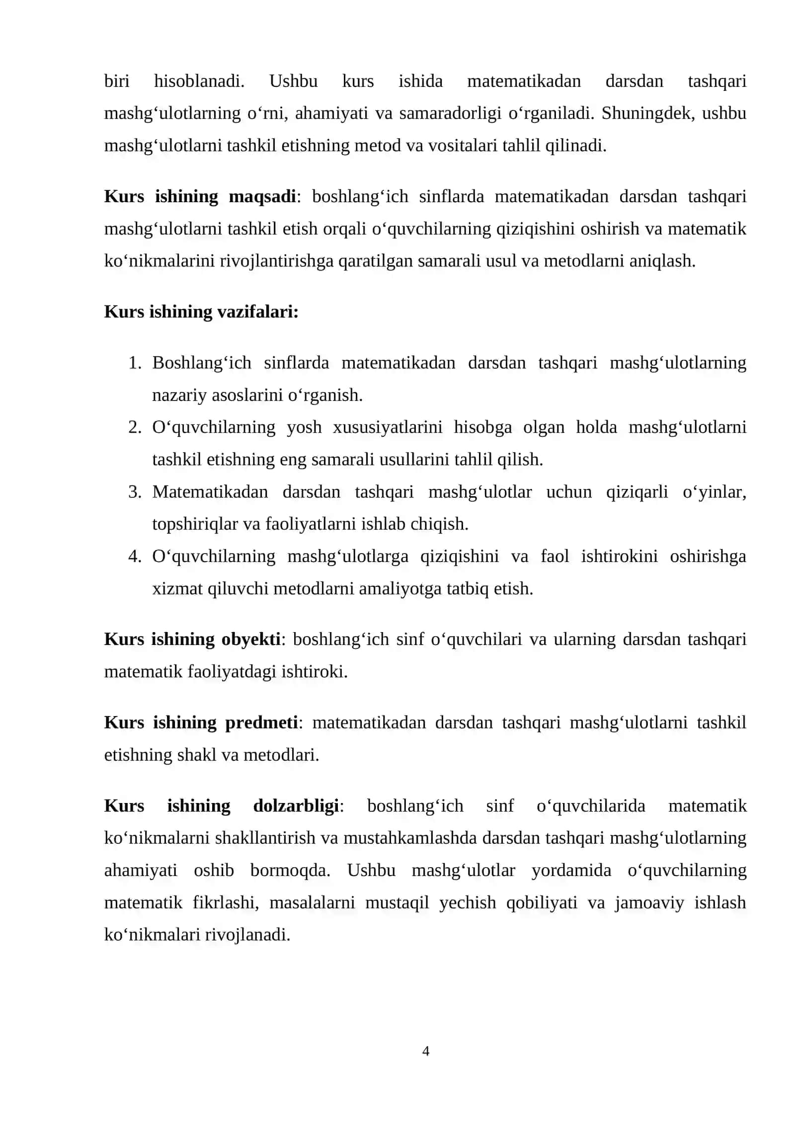 BOSHLANGʻICH SINF MATEMATIKA DARSIDAN TASHQARI MASHG‘ULOTLARNI TASHKIL ETISH 4