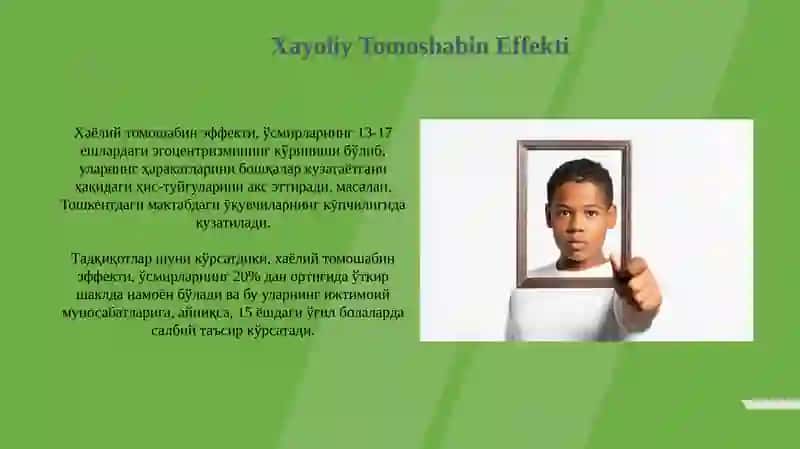 O'smirlik egosentrizimining namoyon bo'lishi 4