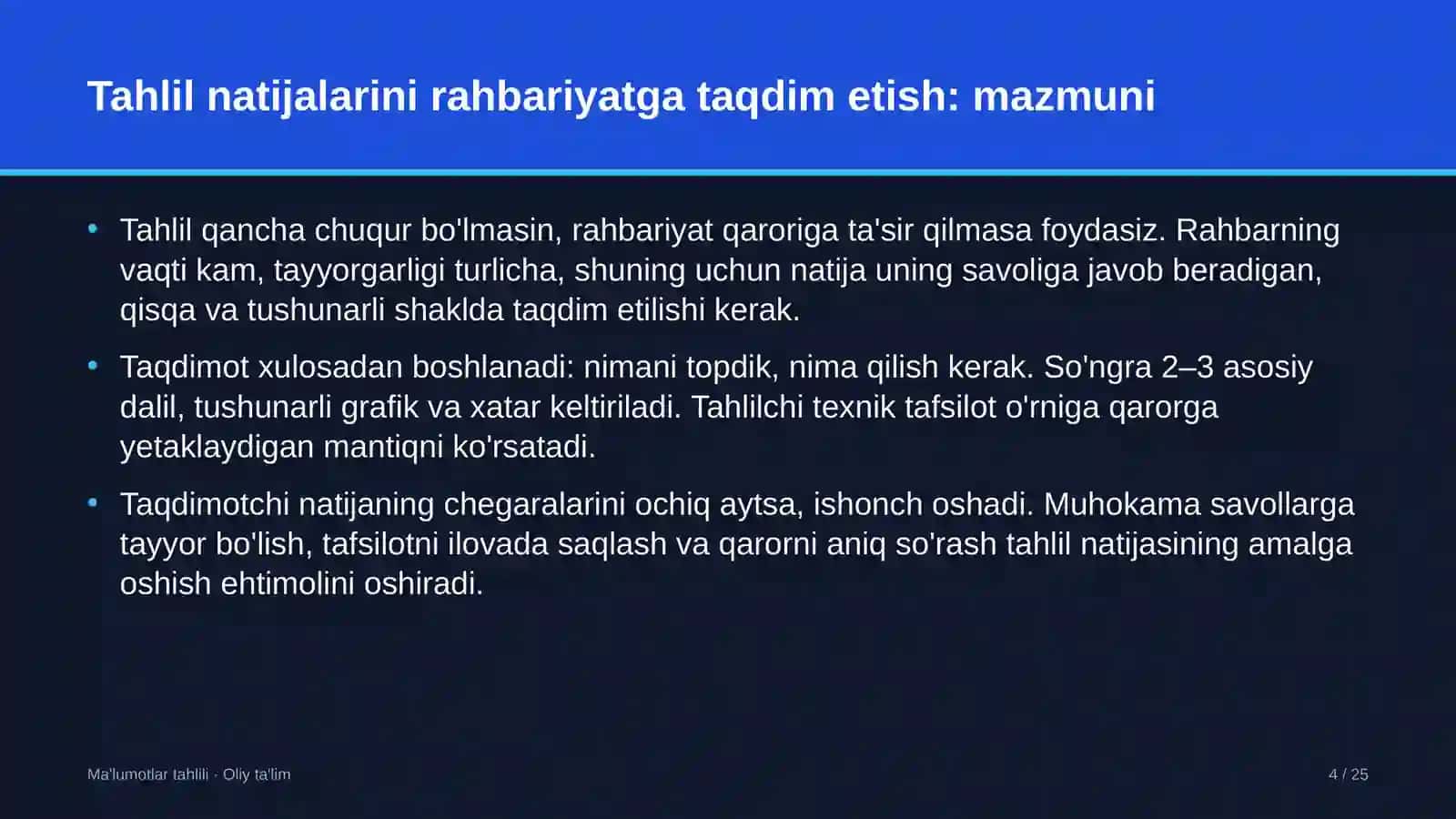 Atrof-muhitni muhofaza qilish organlarida tahlil natijalarini rahbariyatga taqdim etish 4