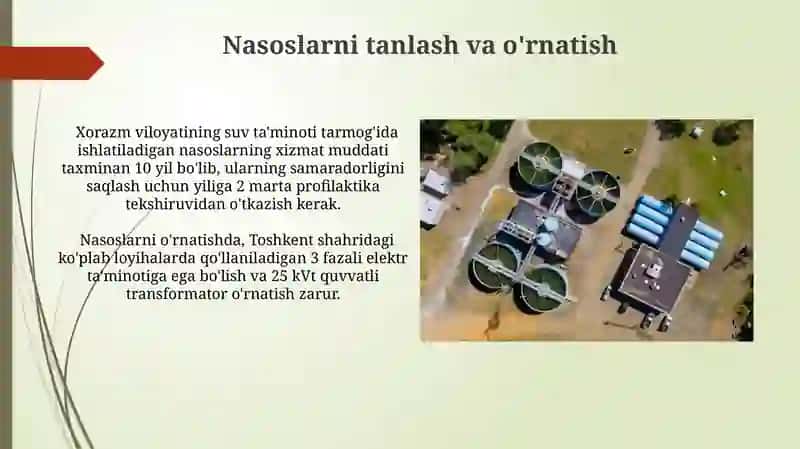 Suv uzatish tarmog'ida uzatiladigan nasos shaxobchasi 4
