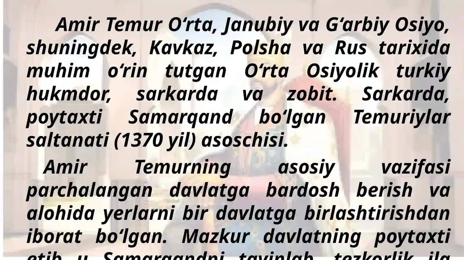 AMIR TEMUR BUYUK DAVLAT ARBOBI 4