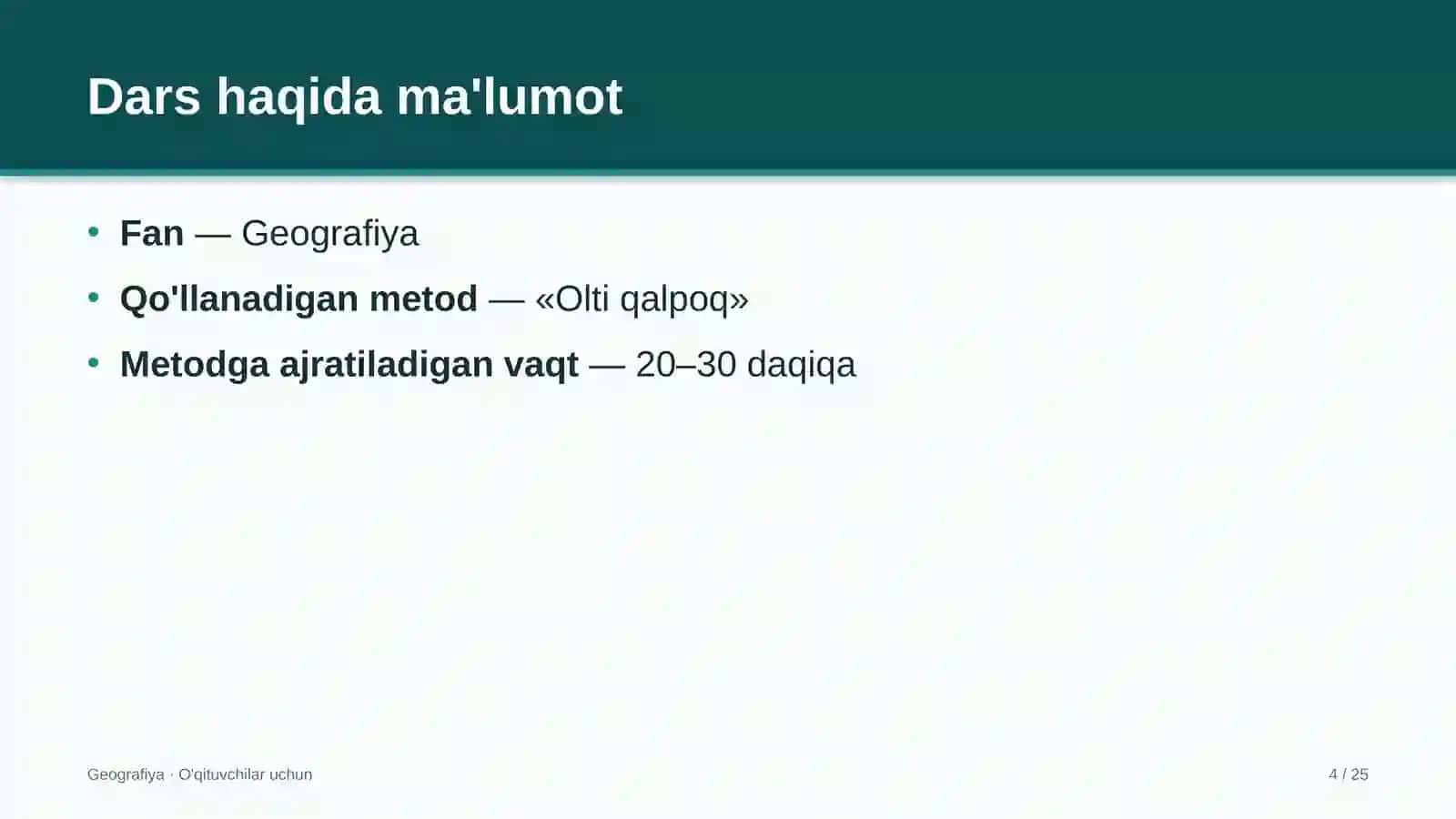 geografiya darslarida olti qalpoq metodidan foydalanish 8934 4