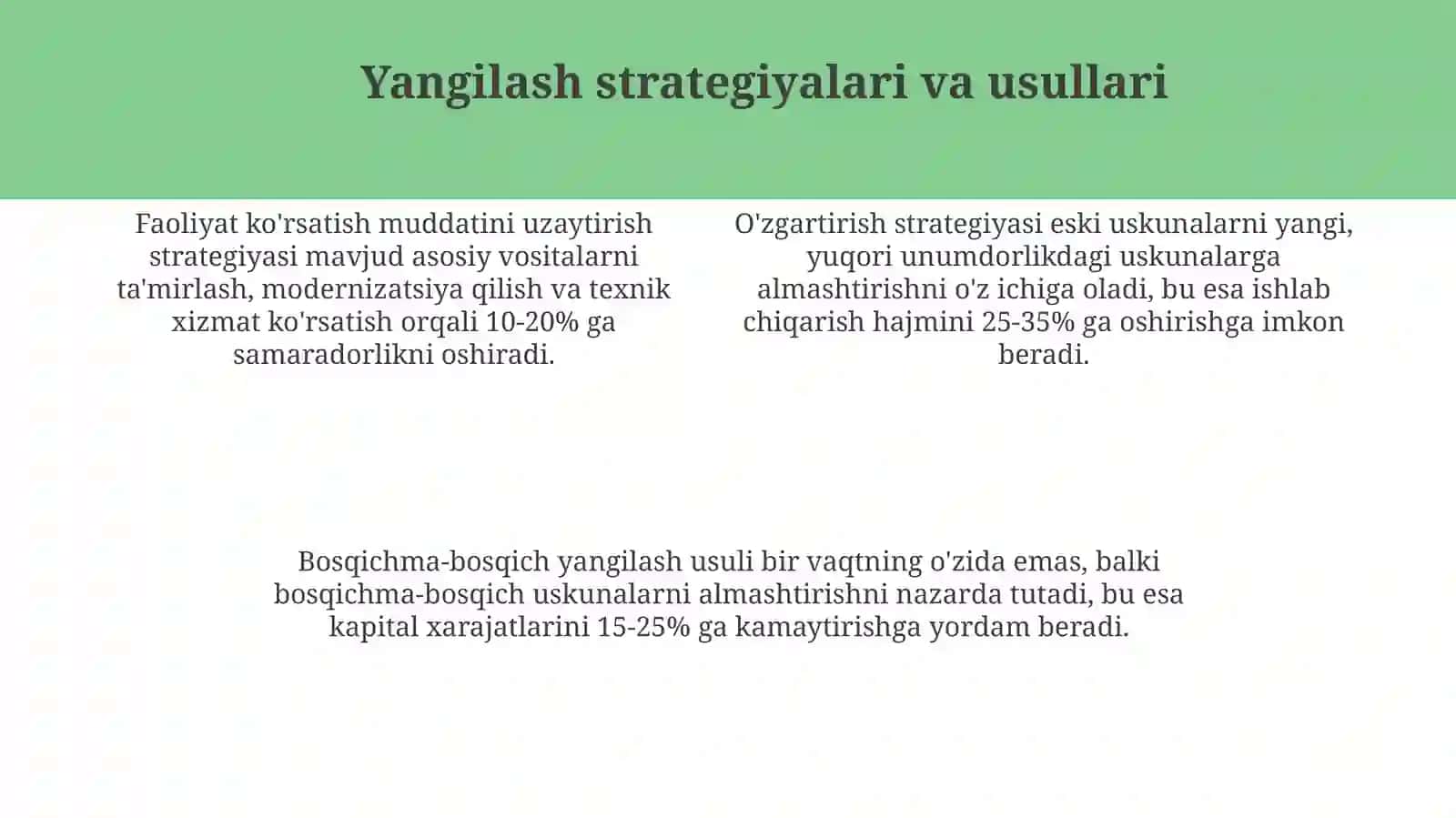 Sanoat korxonalarida asosiy ishlab chiqarish fondlarini yangilashning samaradorligi 4