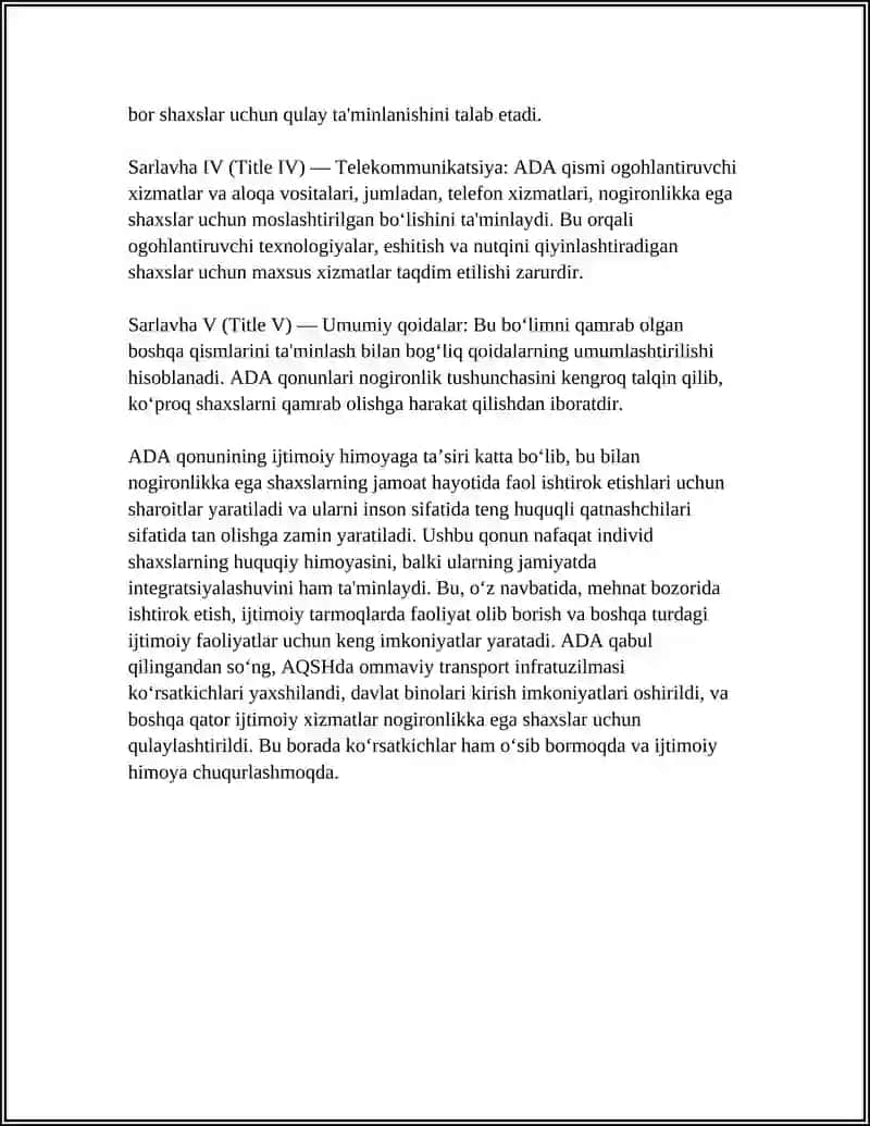 AQSHda Nogironligi Bor Shaxslarni Ijtimoiy Himoya Qilish Xususiyatları 4