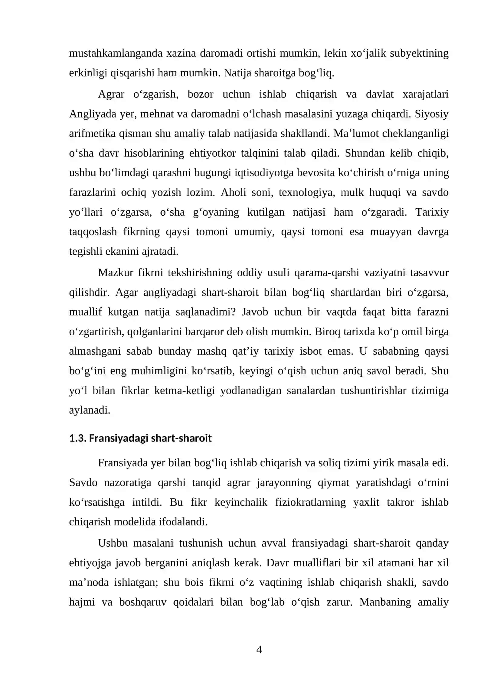 Fan: Iqtisodiy ta’limotlar tarixi 4