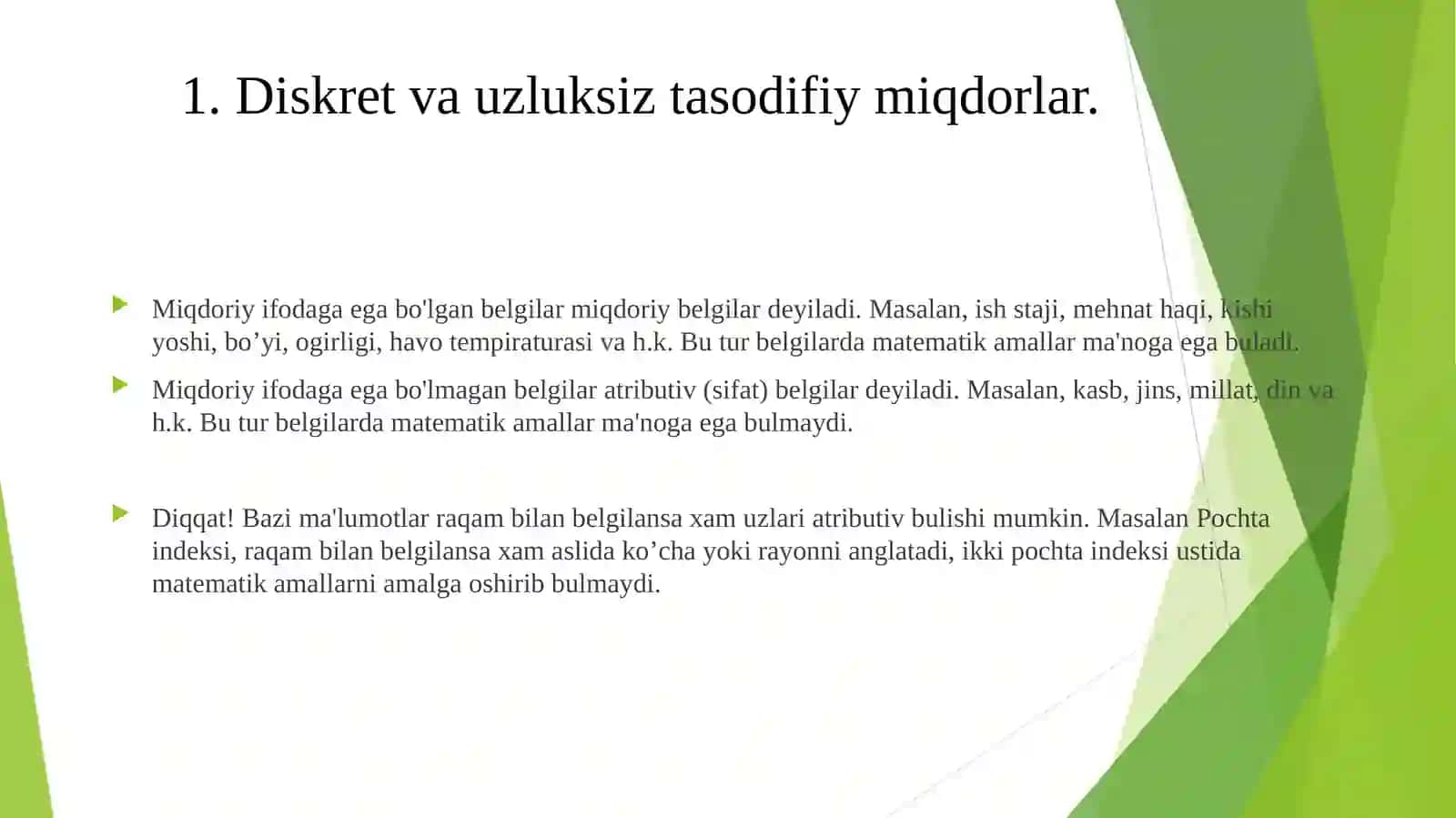 Ekonometrikada ehtimollar nazariyasi va matematik statistikaning asosiy tushunchalari 4