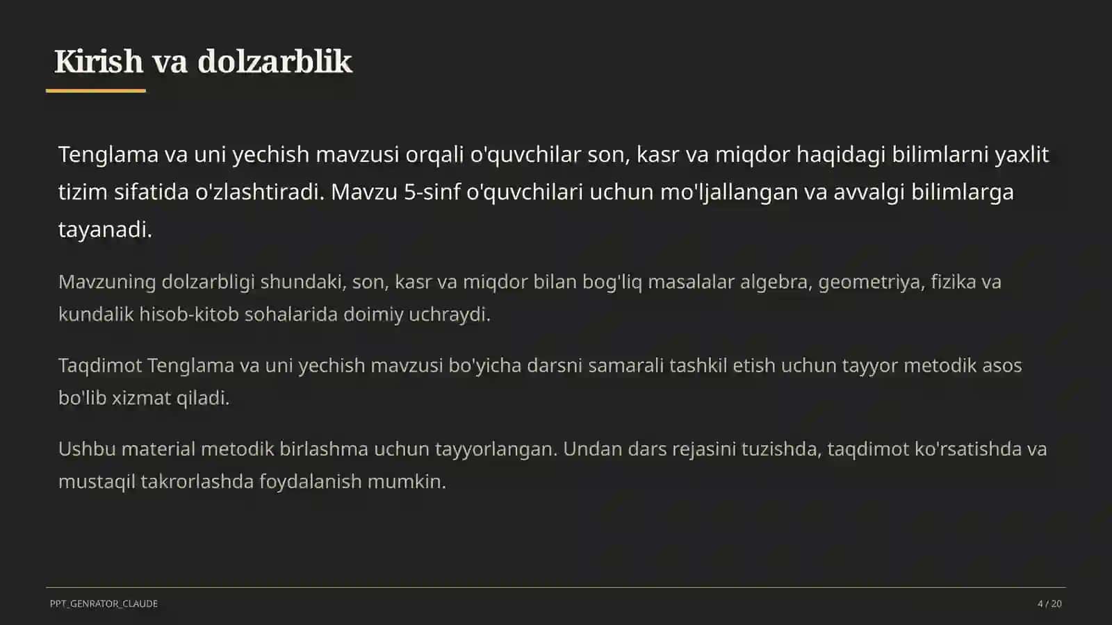 Tenglama va uni yechish (5-sinf) 4