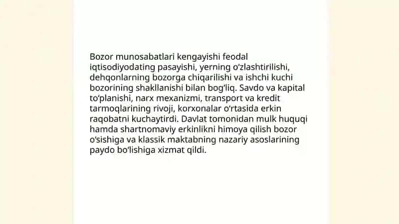 Klassik siyosiy iqtisodiy maktabning vujudga kelish sharoitlari 4