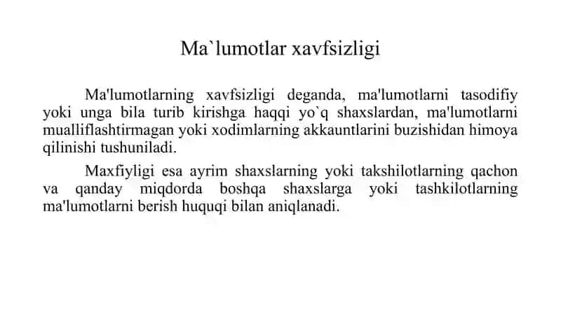 MA’LUOTLAR BAZASINI ADMINISTRATORLASH VA XAVFSIZLIGINI TA‘MINLASH 4