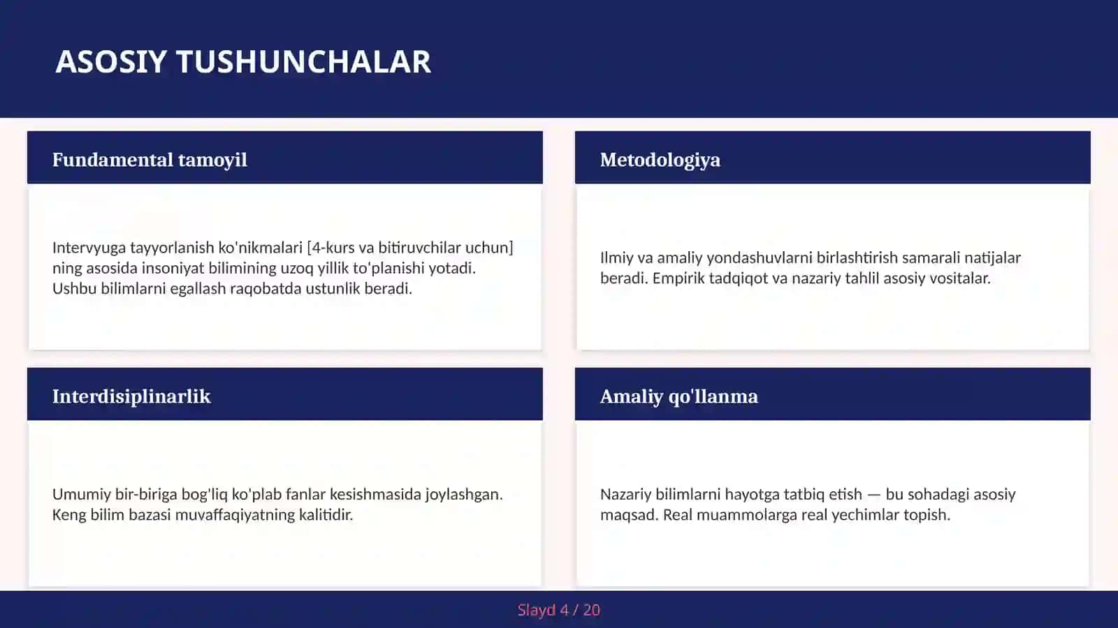 Intervyuga tayyorlanish ko'nikmalari [4-kurs va bitiruvchilar uchun] 4