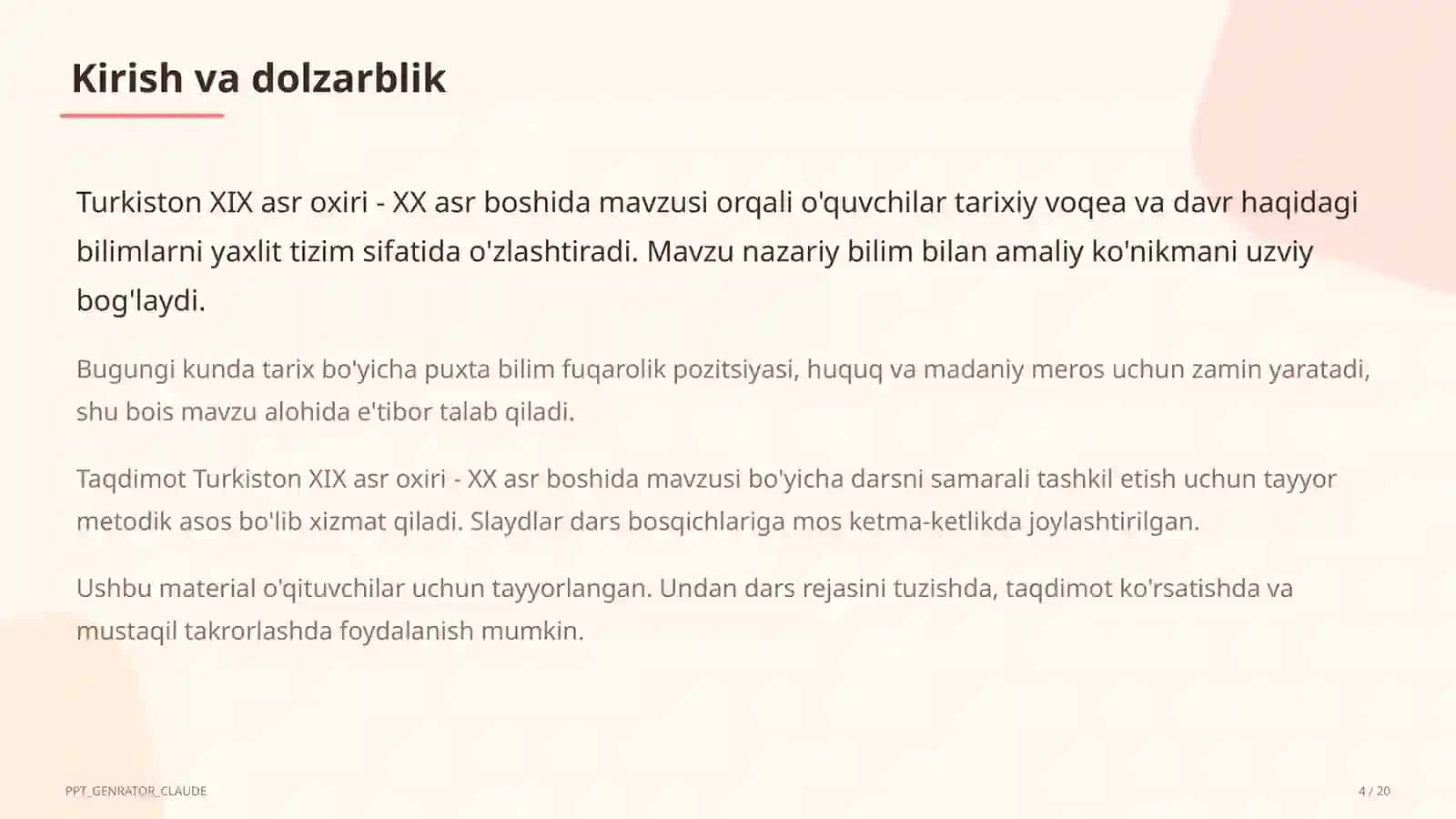 Turkiston XIX asr oxiri - XX asr boshida (9-sinf) 4