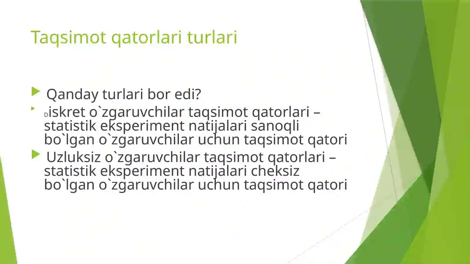 Uzluksiz tasodifiy miqdorlarning iqtisodiy xavflarni baholashda qo‘llanilishi 4