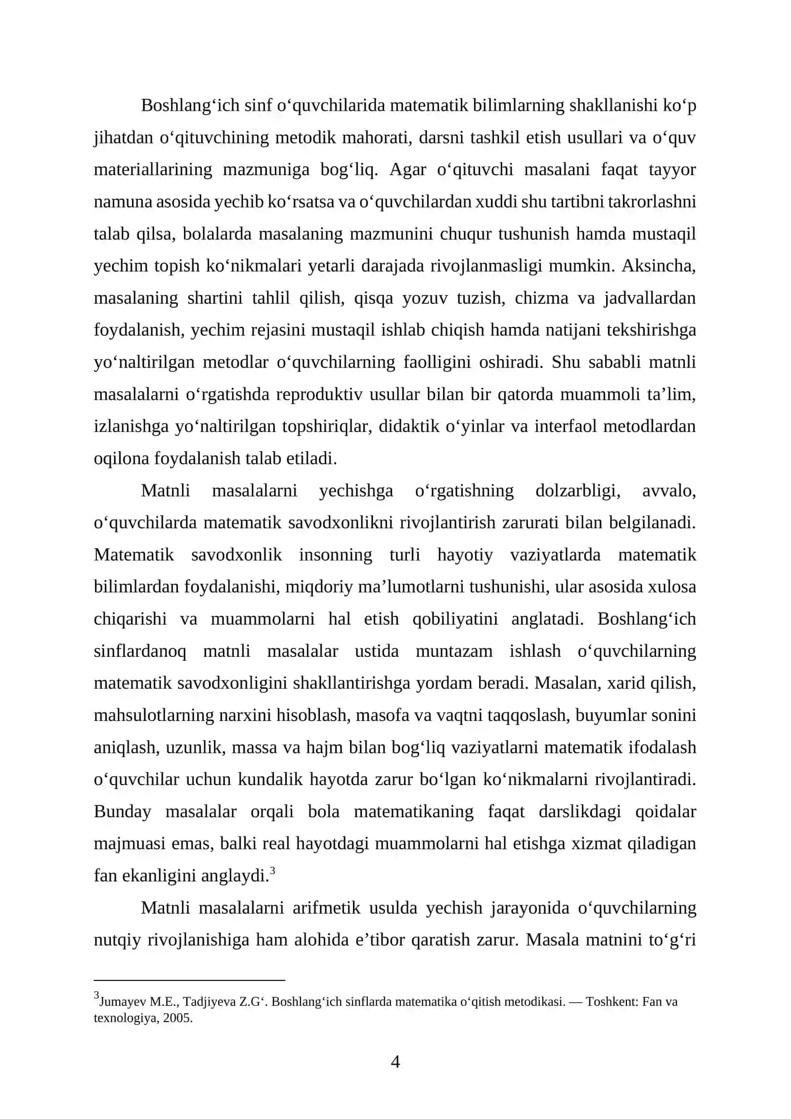 MATNLI MASALALAR YECHISHNING ARIFMETIK USULI VA UNING O‘QITISH METODIKASI 4