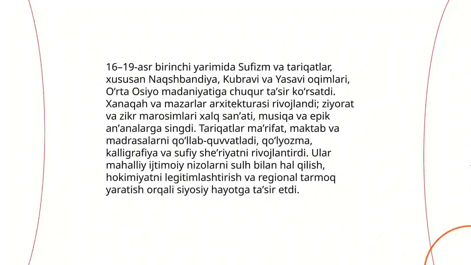 16-19 asr birinchi yarmida Oʻrta Osiyo xalqlari madaniyati 4