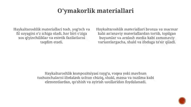 Haykaltaroshlikning turlari va Moddiy texnik vositalari 4