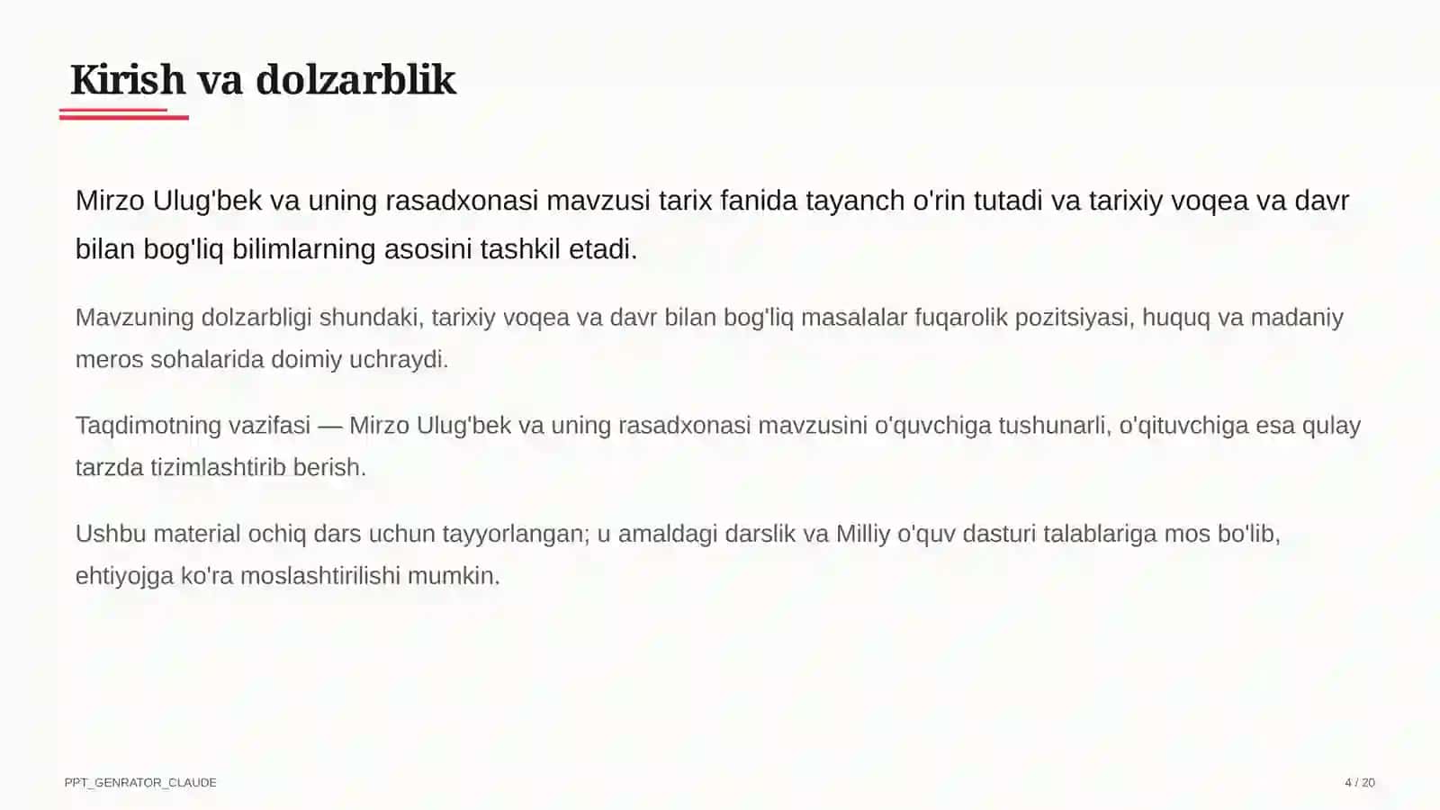 Mirzo Ulug'bek va uning rasadxonasi (5-sinf) 4