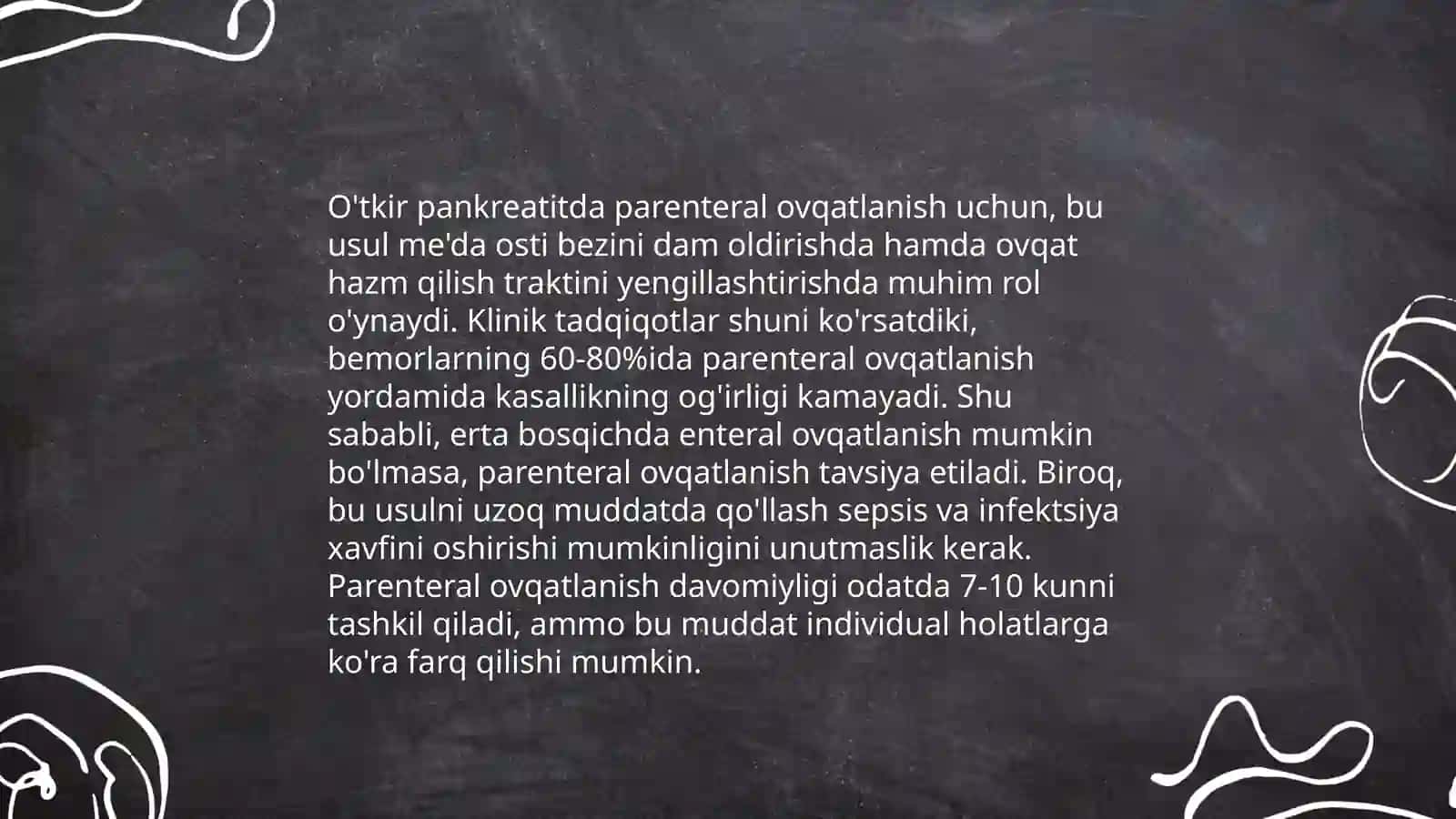 pariental ovqatlanish va ularni klinik ahamiyati o'tkir pankreatit kelib chiqishi va davolashning biokimyoviy asoslar 4